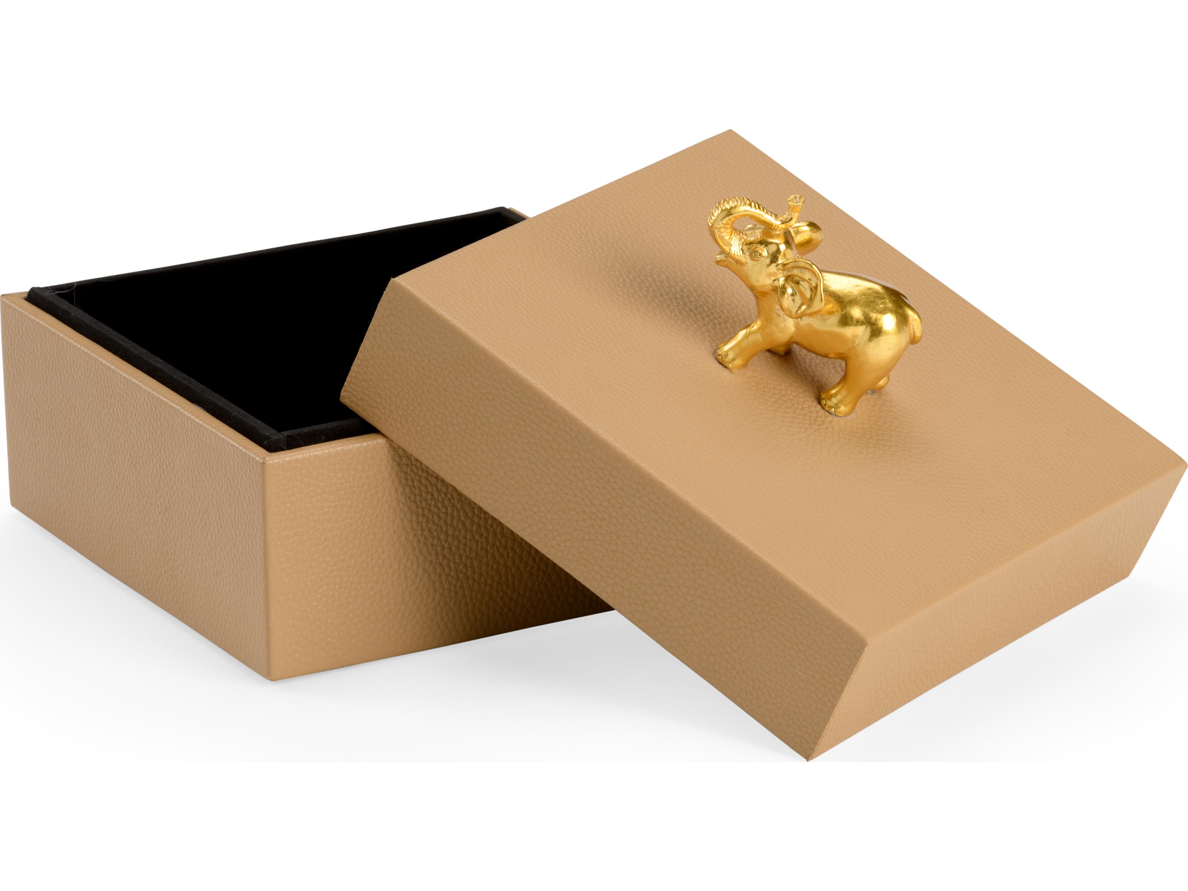 Chelsea House Pam Cain Elephant Handle Box - Tan