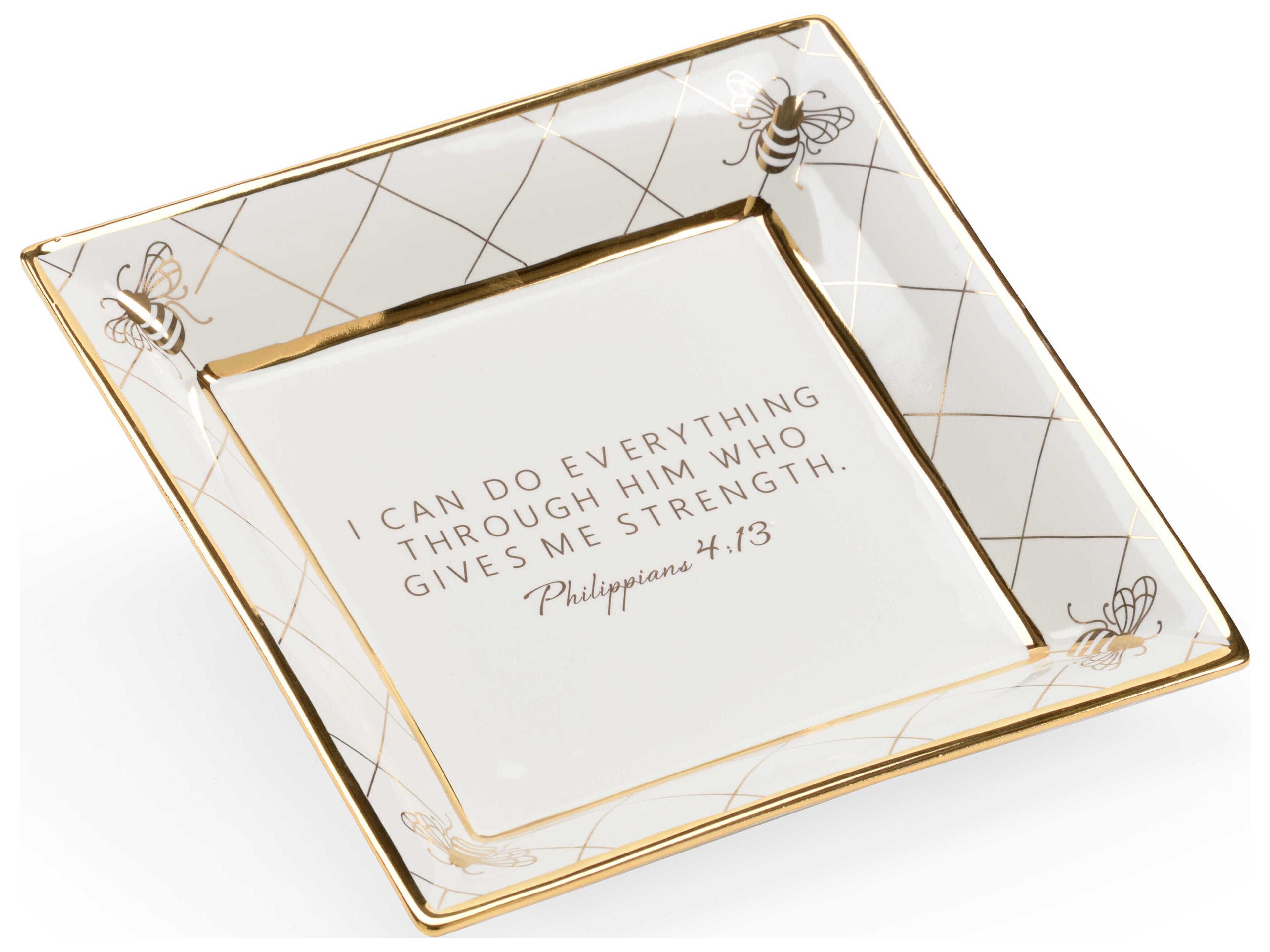 Chelsea House Shayla Copas Square Bee Verse Plate - White