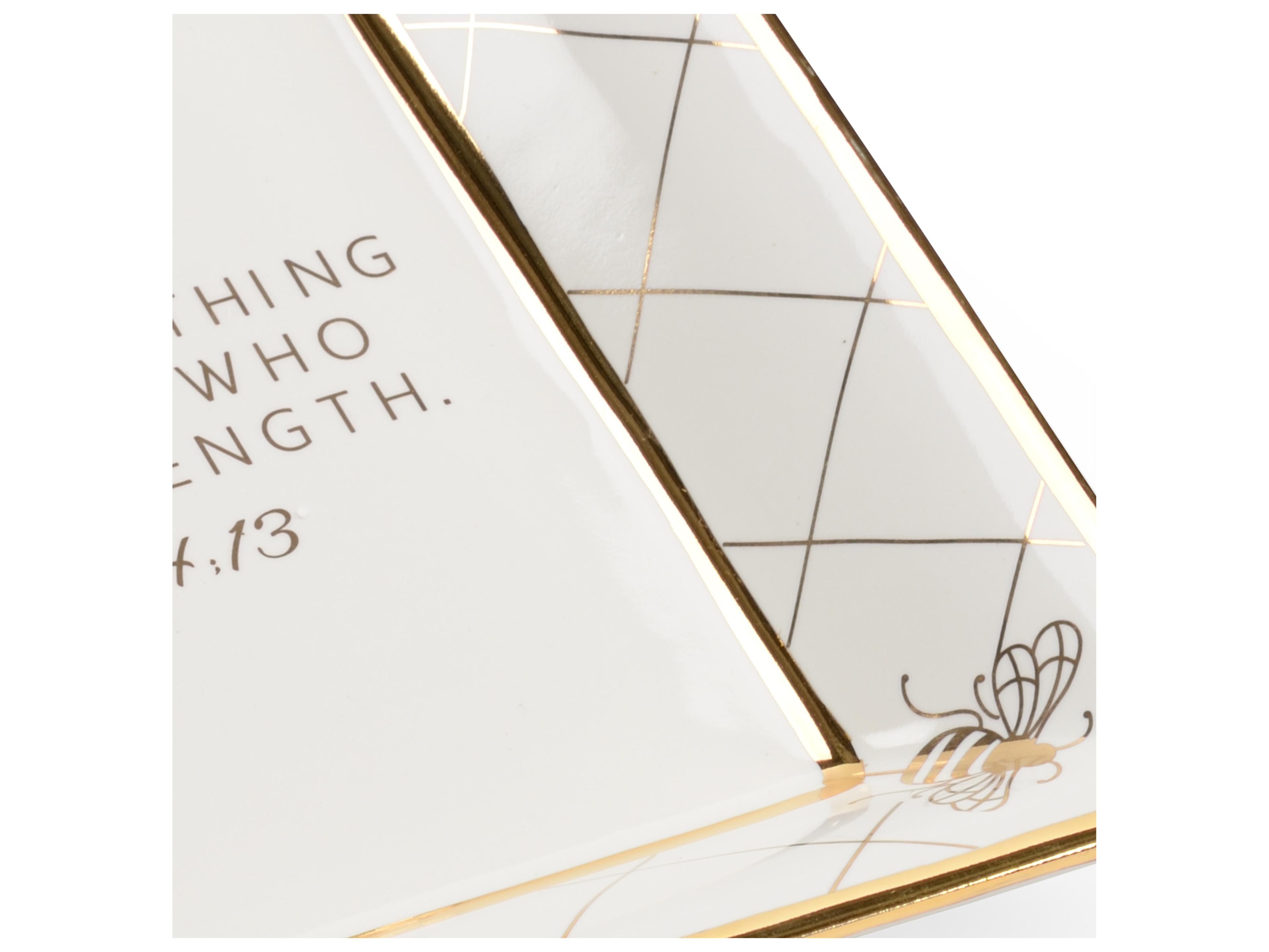 Chelsea House Shayla Copas Square Bee Verse Plate - White