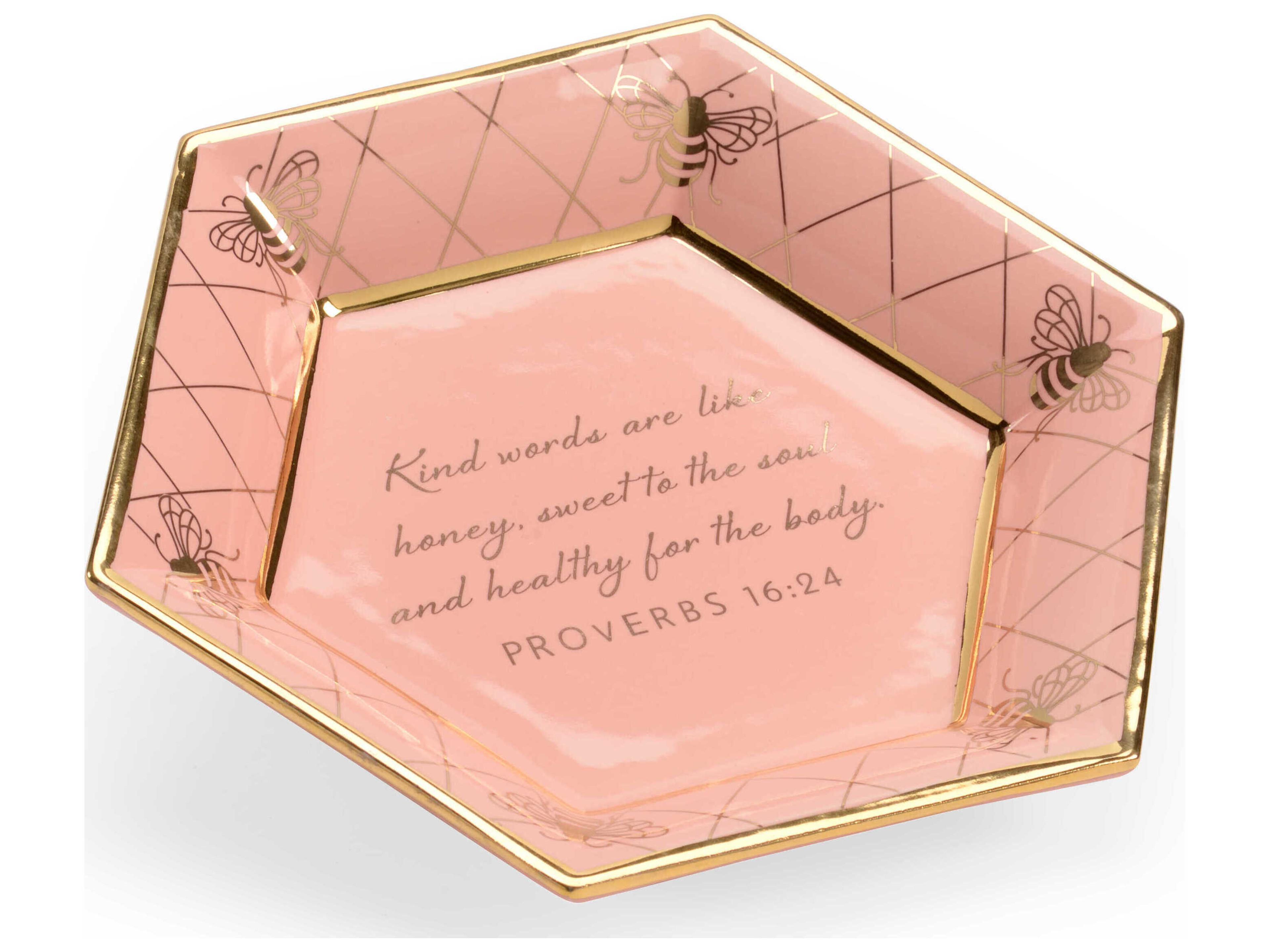 Chelsea House Shayla Copas Honeycomb Bee Verse Plate - Coral