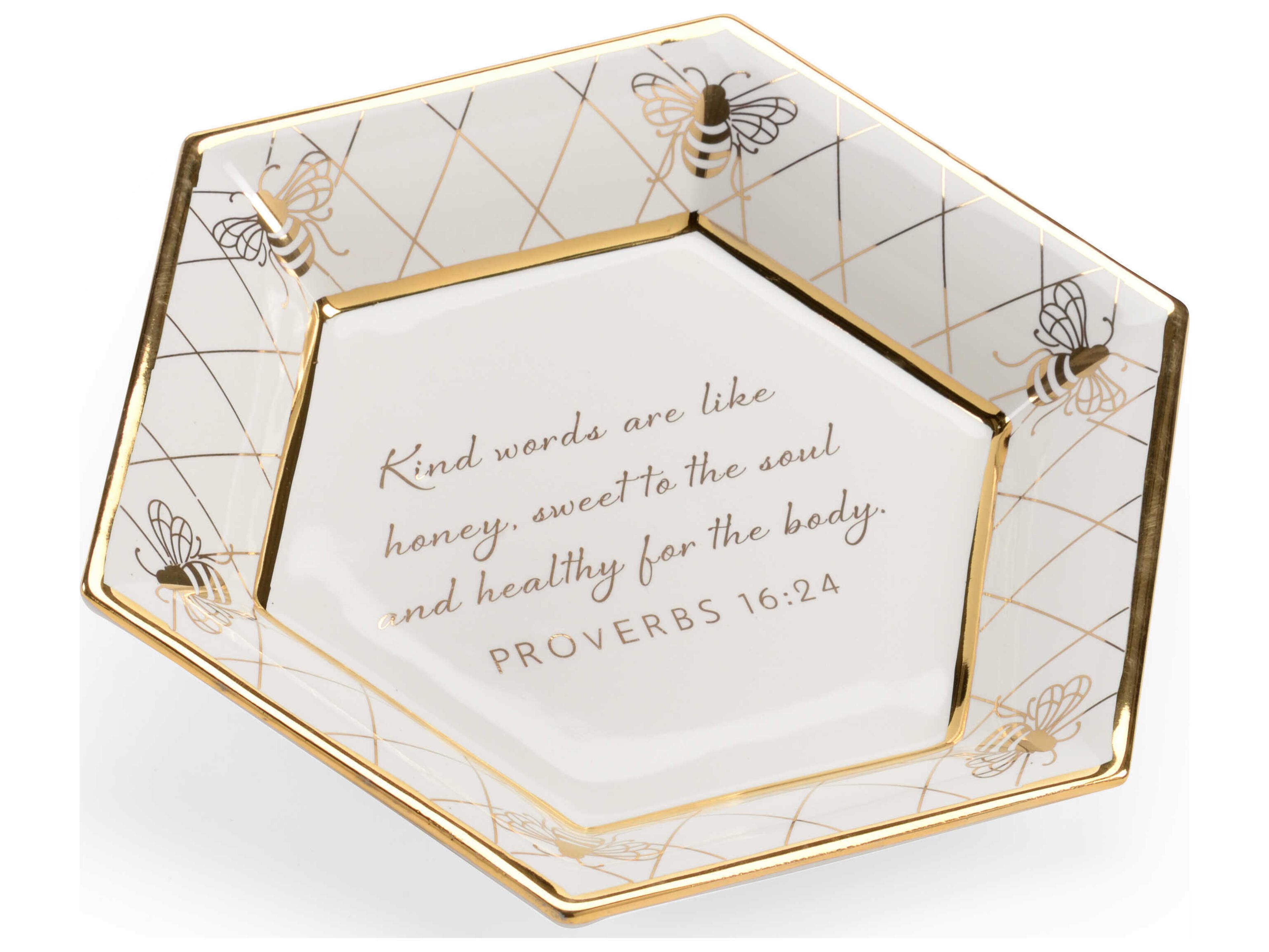 Chelsea House Shayla Copas Honeycomb Bee Verse Plate - White