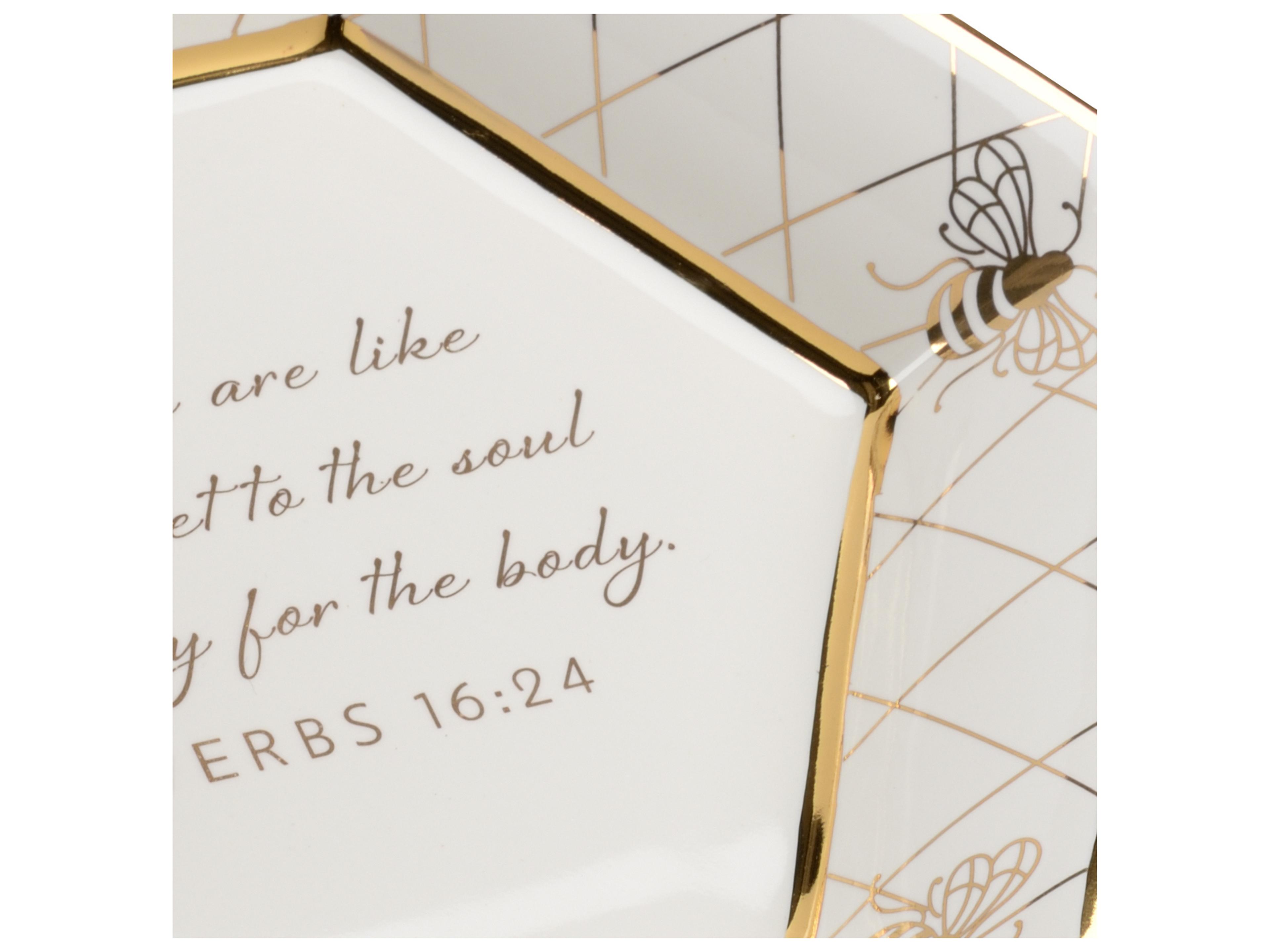 Chelsea House Shayla Copas Honeycomb Bee Verse Plate - White