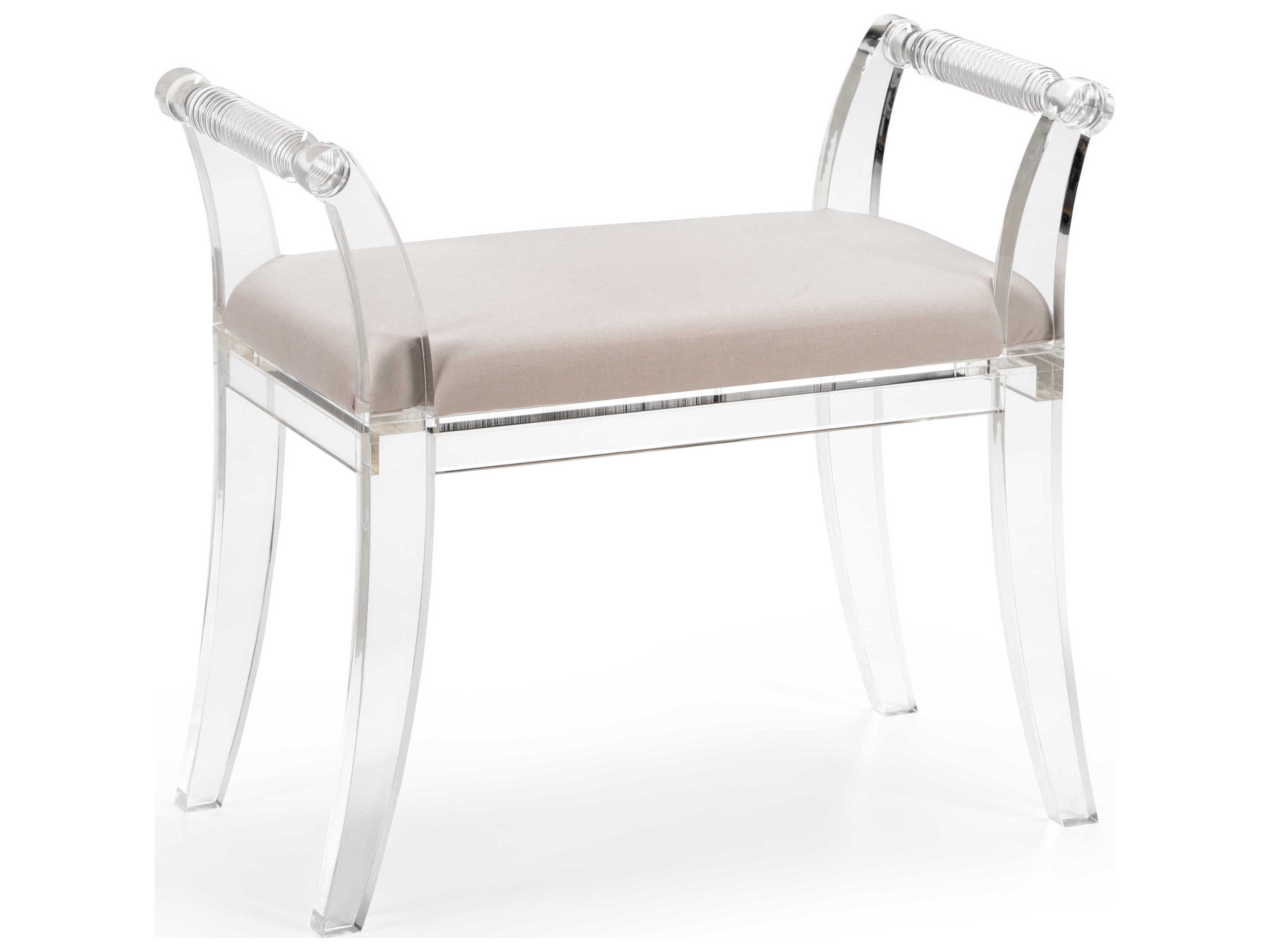 Clear Taupe Upholstered Accent Bench