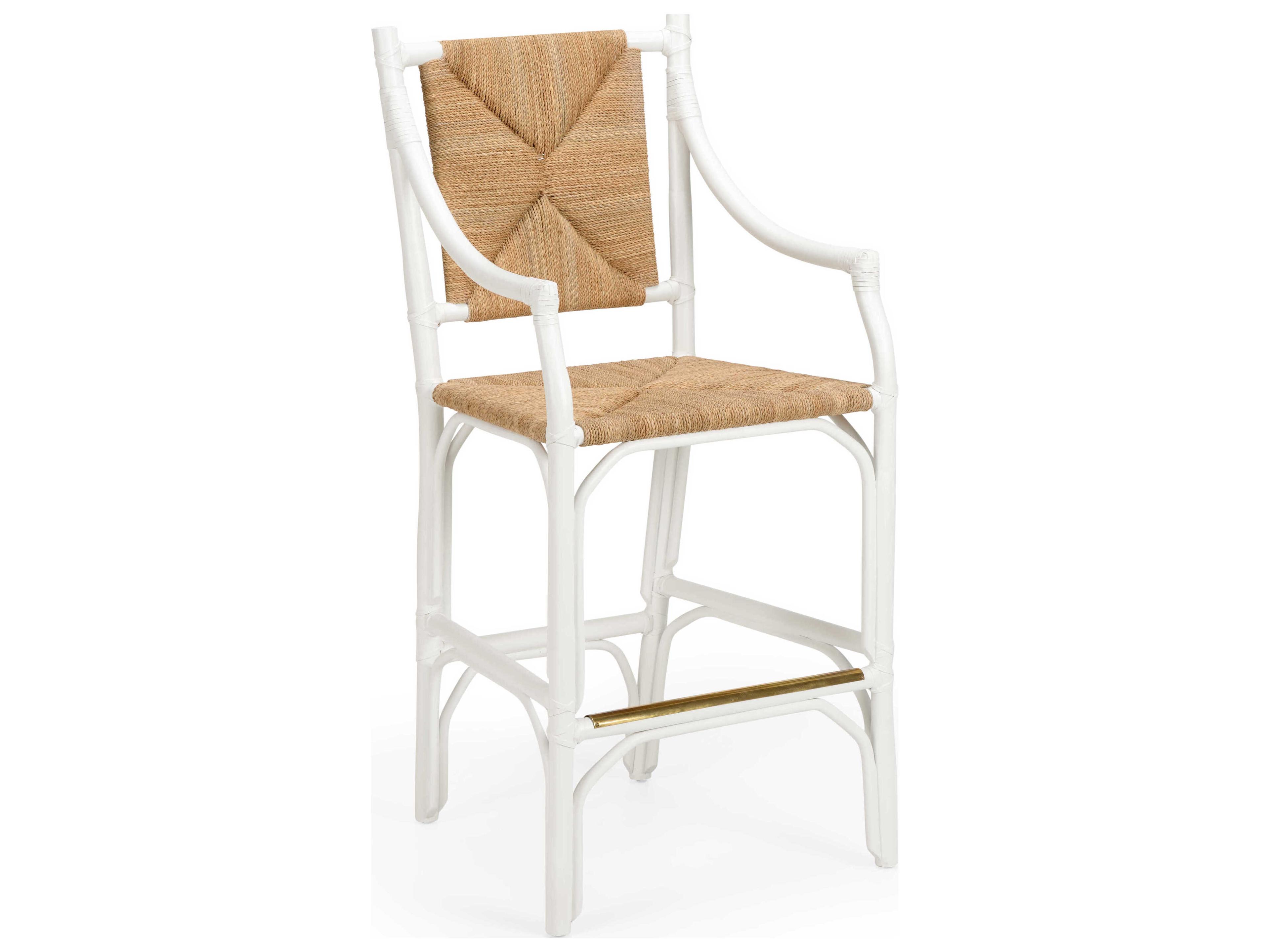 Mecklenburg Bamboo Wood Bar Stool Barstool - White