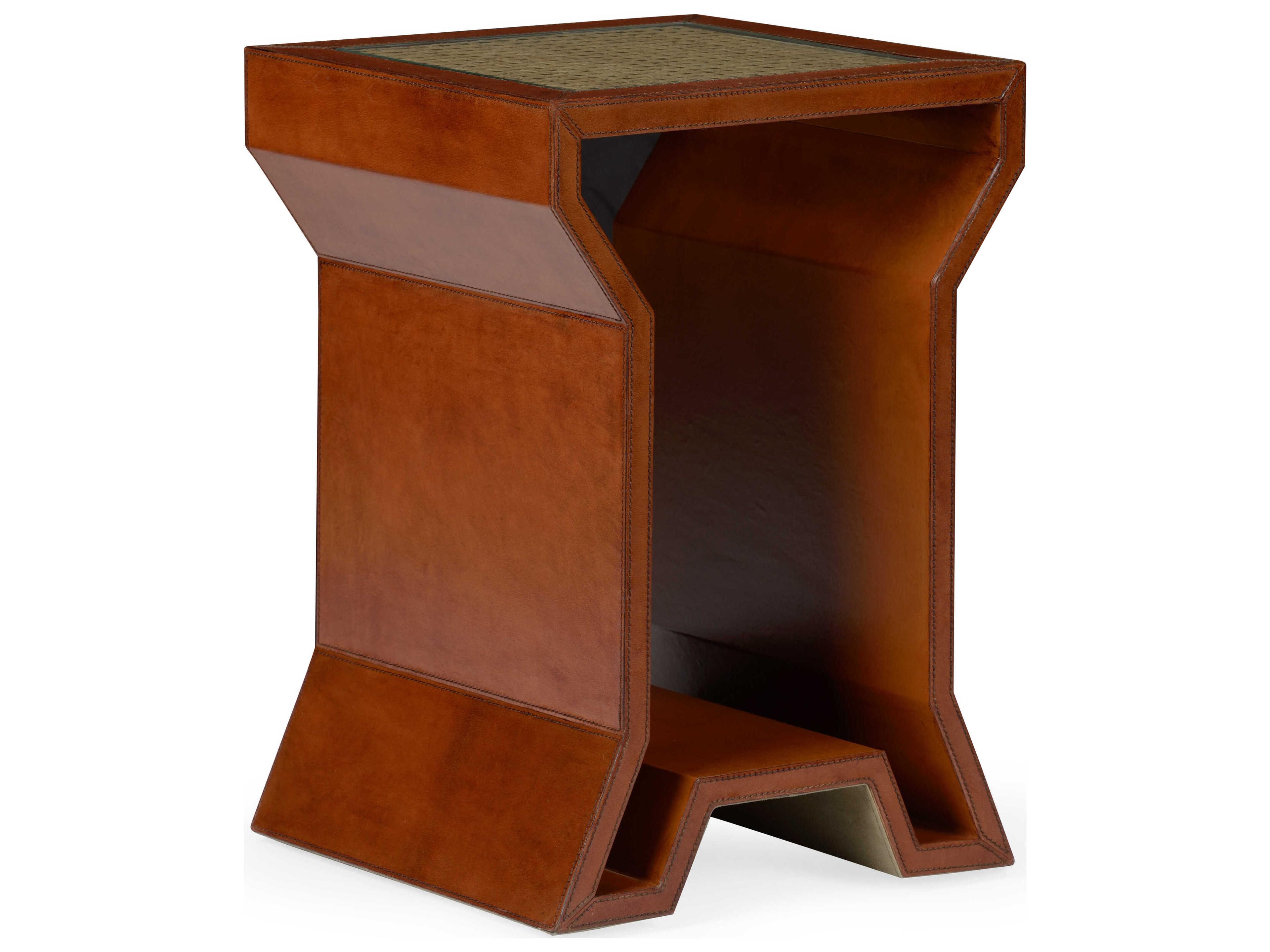Chelsea House Square Leather Brown Natural Side Table