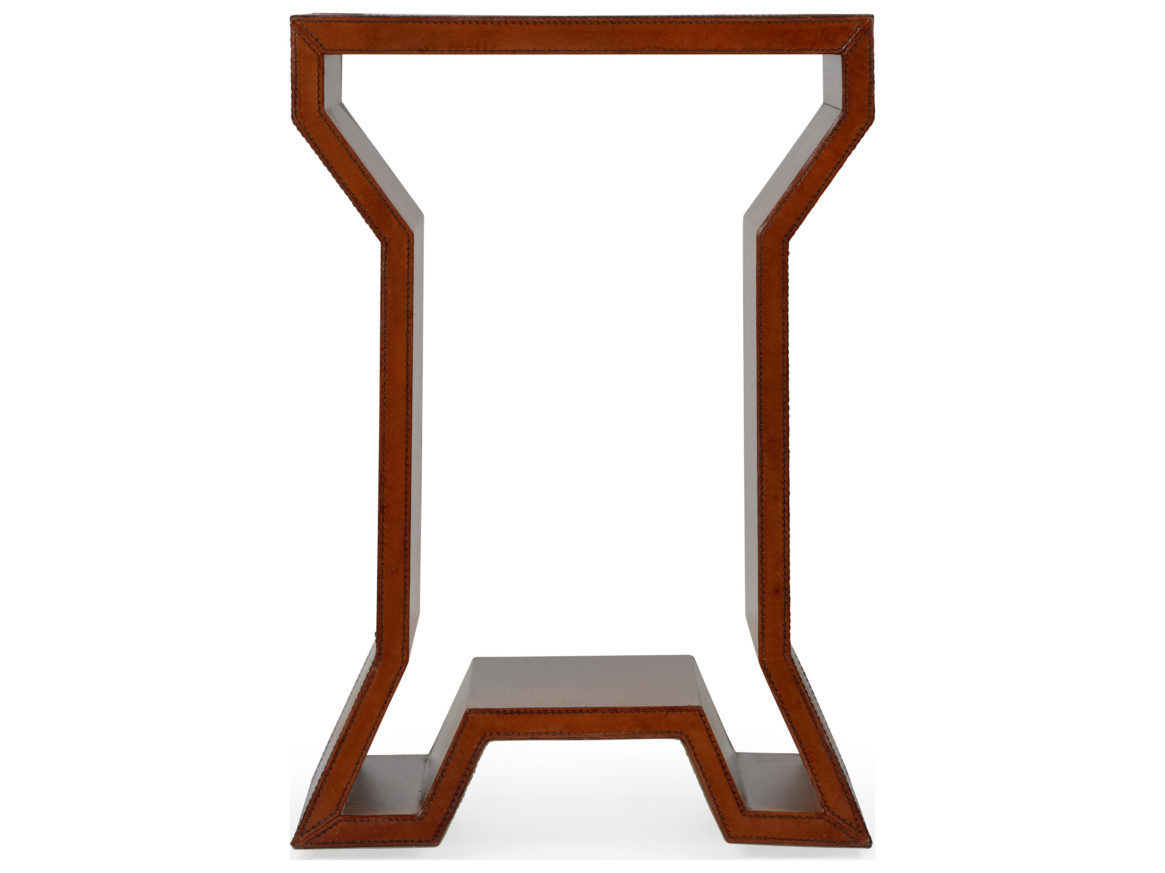 Chelsea House Square Leather Brown Natural Side Table