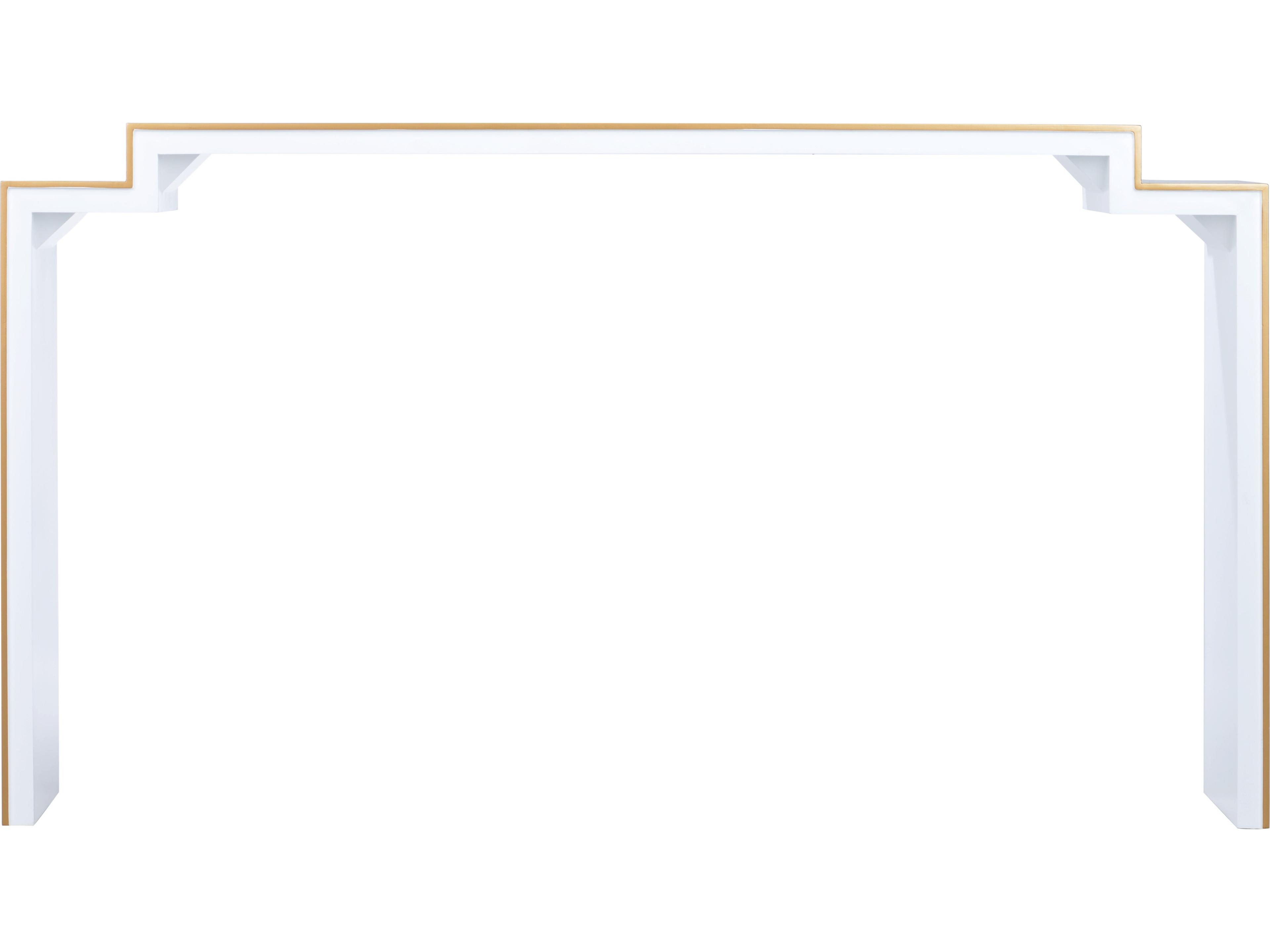 Chelsea House Elizabeth Wicker Chatsworth Rectangular Wood White Gold Console Table -