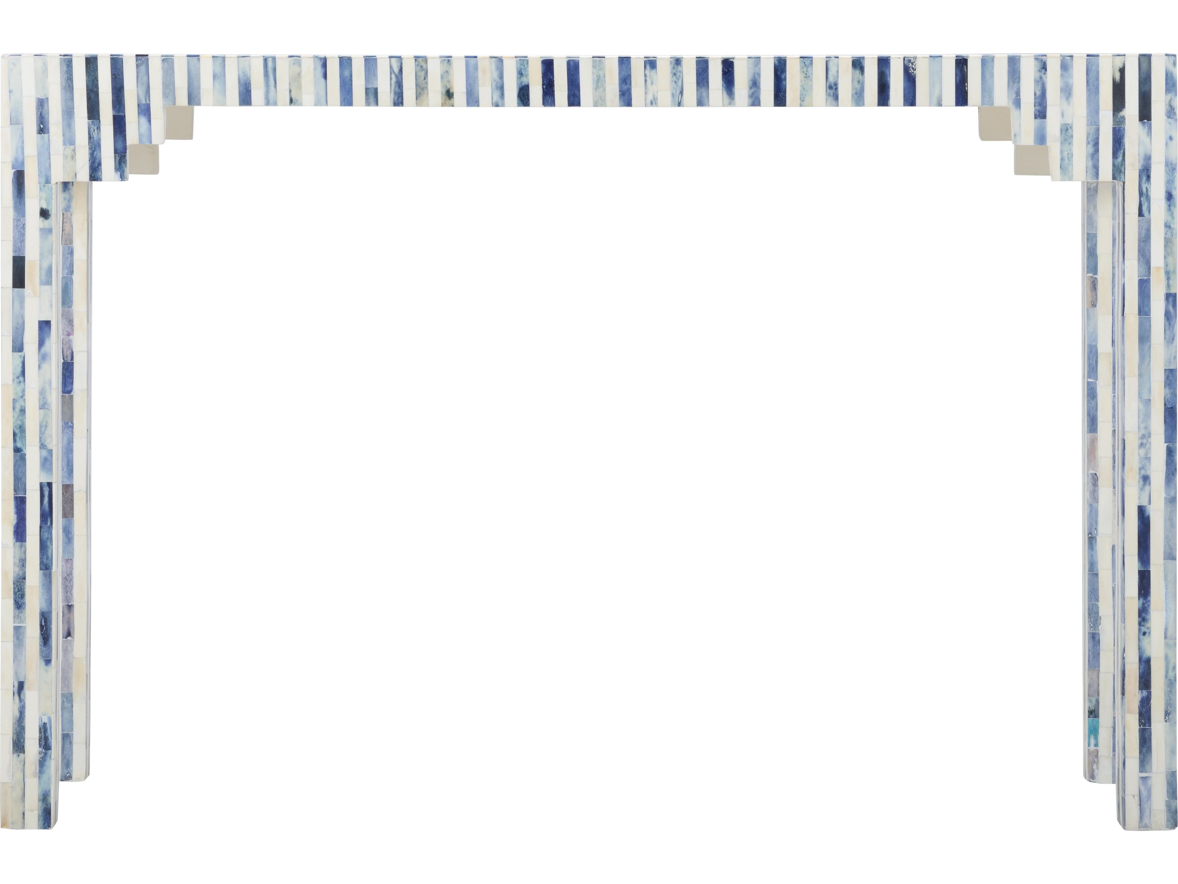 Chelsea House Bone Inlay Rectangular Wood Blue White Console -
