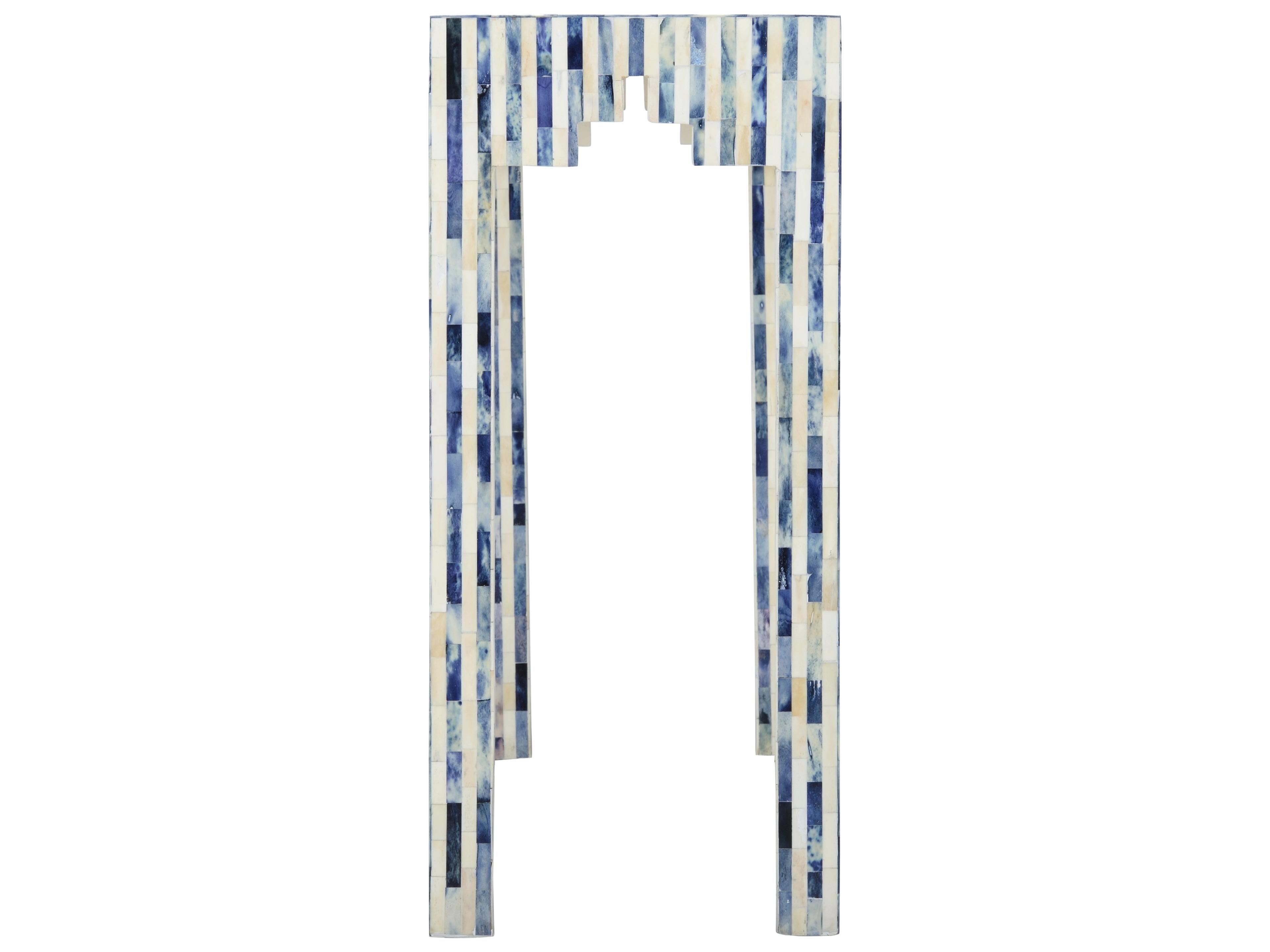 Chelsea House Bone Inlay Rectangular Wood Blue White Console -