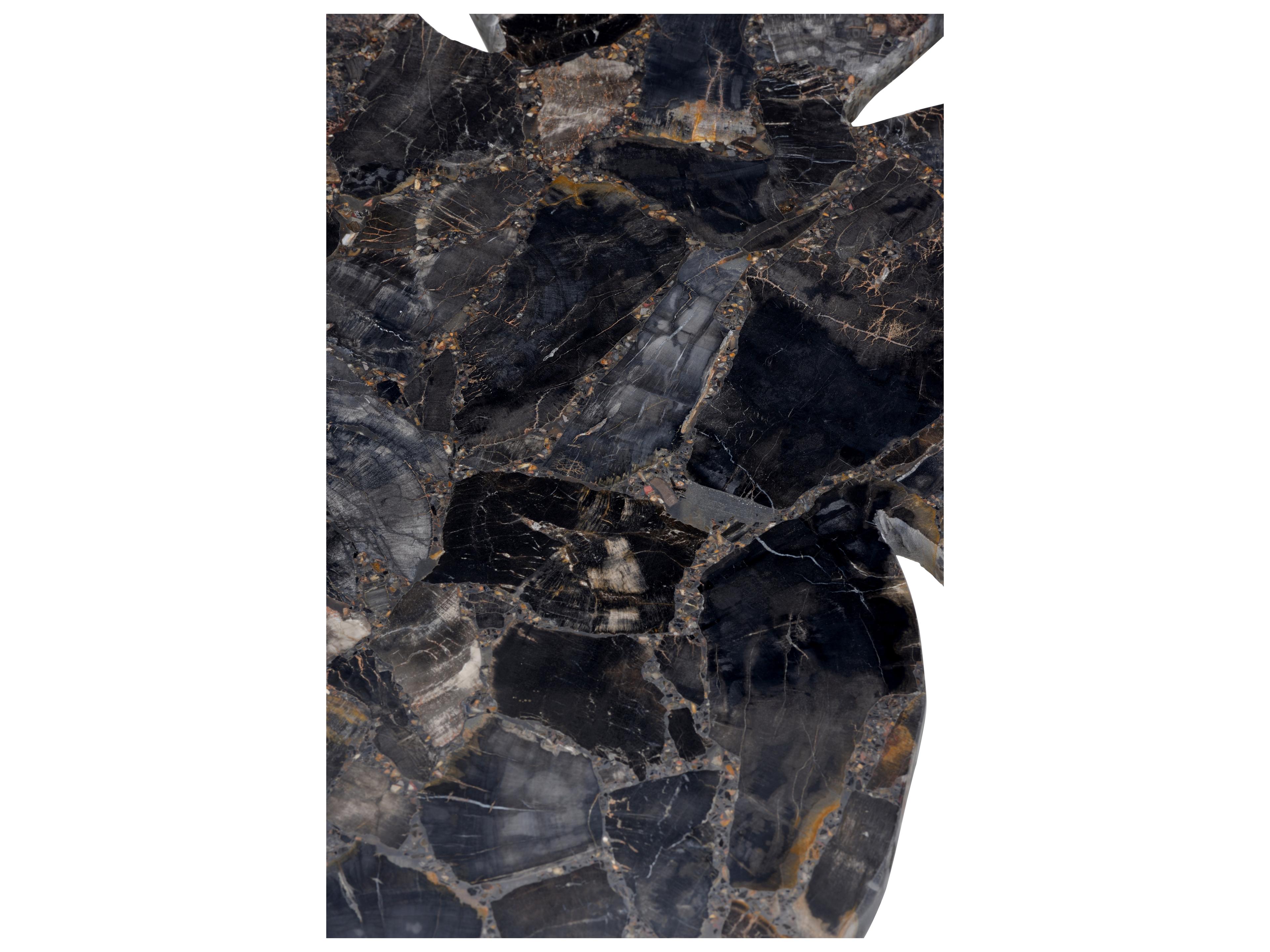 Chelsea House Petal Black Brown Silver Side Table - Petrified Wood