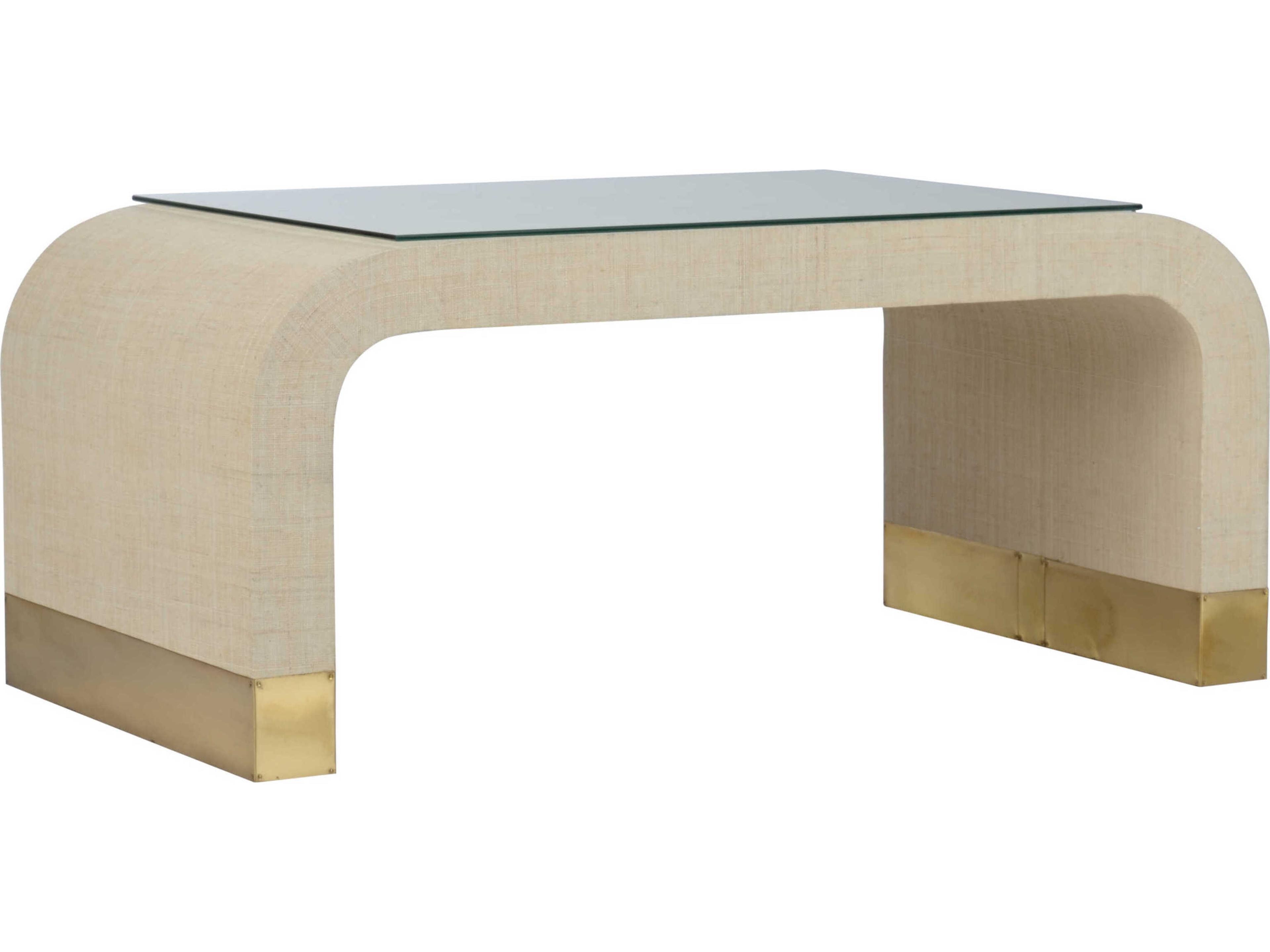 Jamie Merida Waterfall Rectangular Glass White Coffee Table - Cream