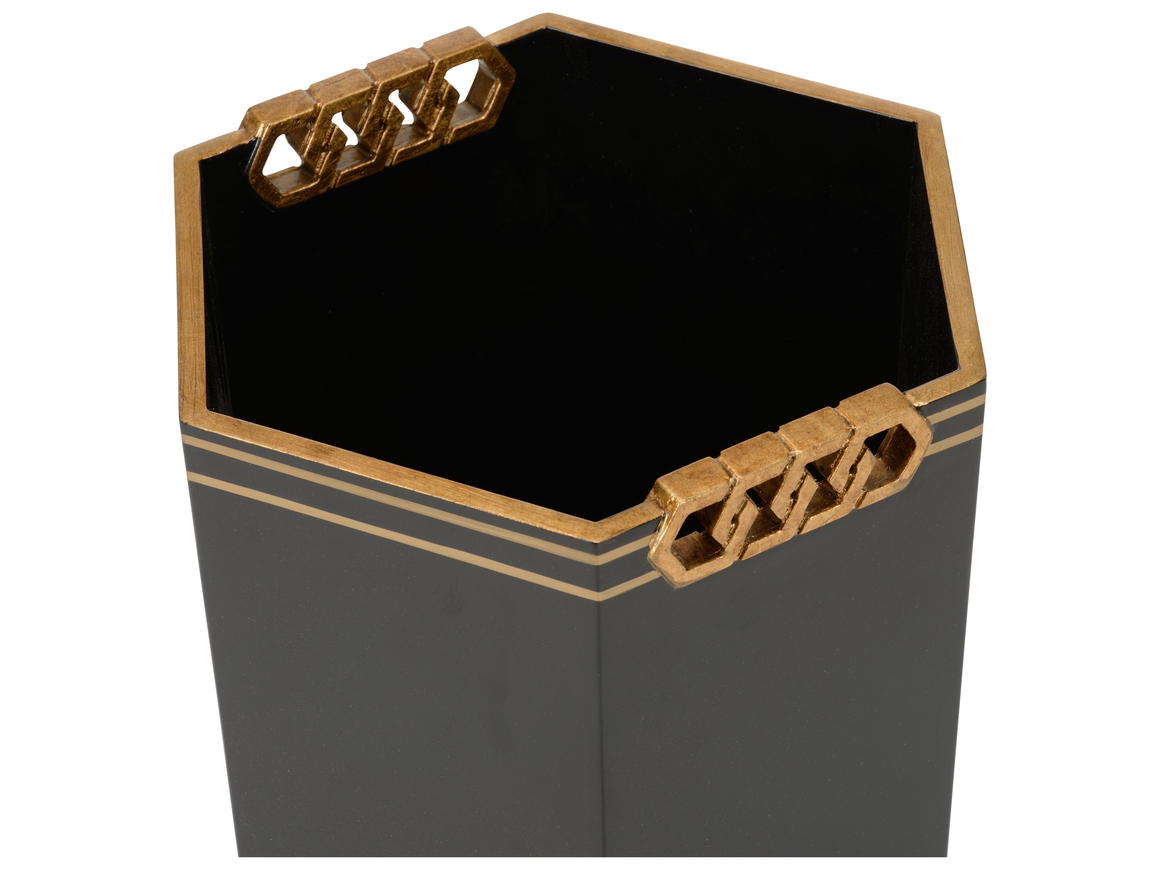 Chelsea House Shayla Copas Oliver Wastebasket - Black/Gold