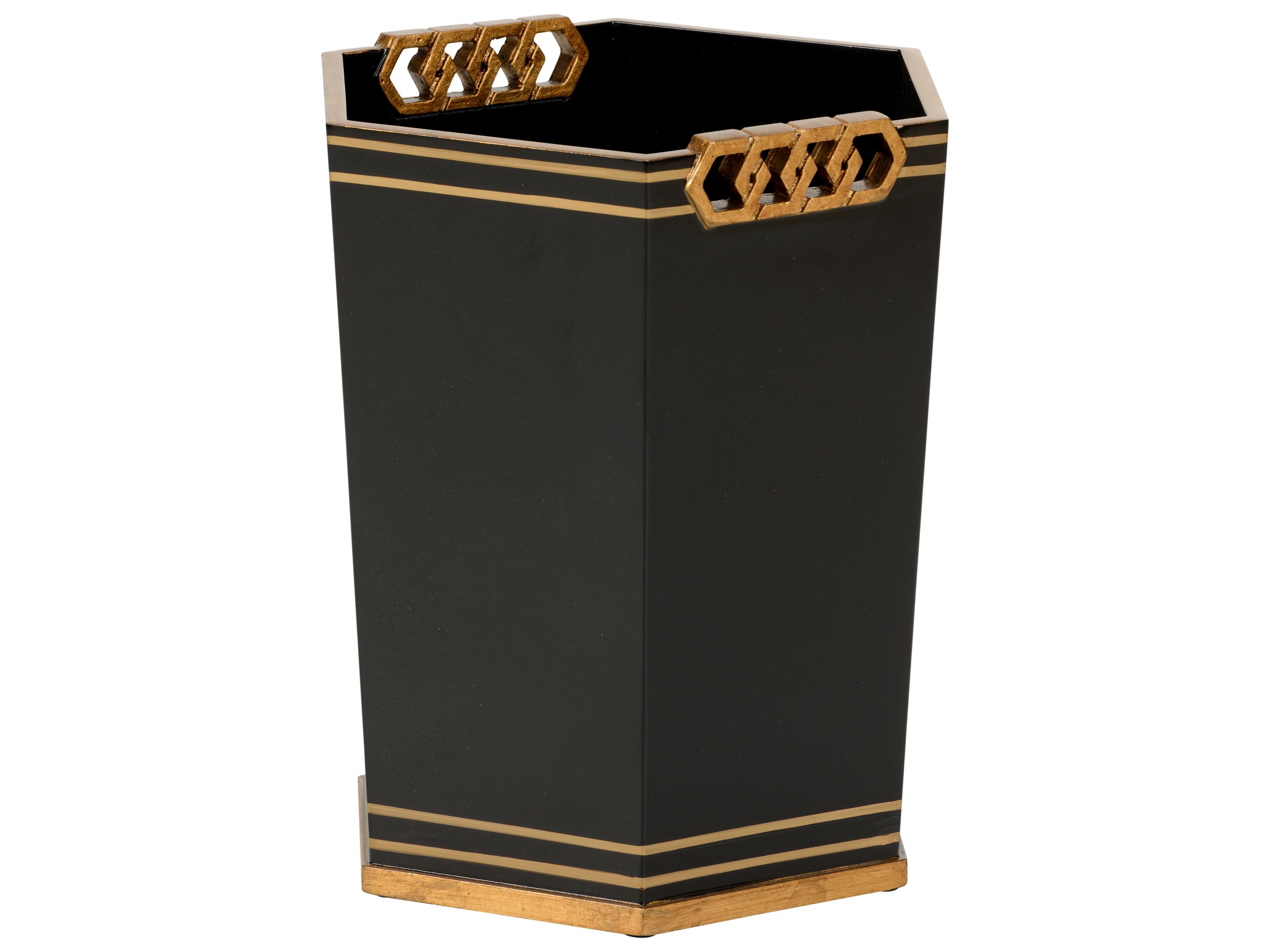 Chelsea House Shayla Copas Oliver Wastebasket - Black/Gold