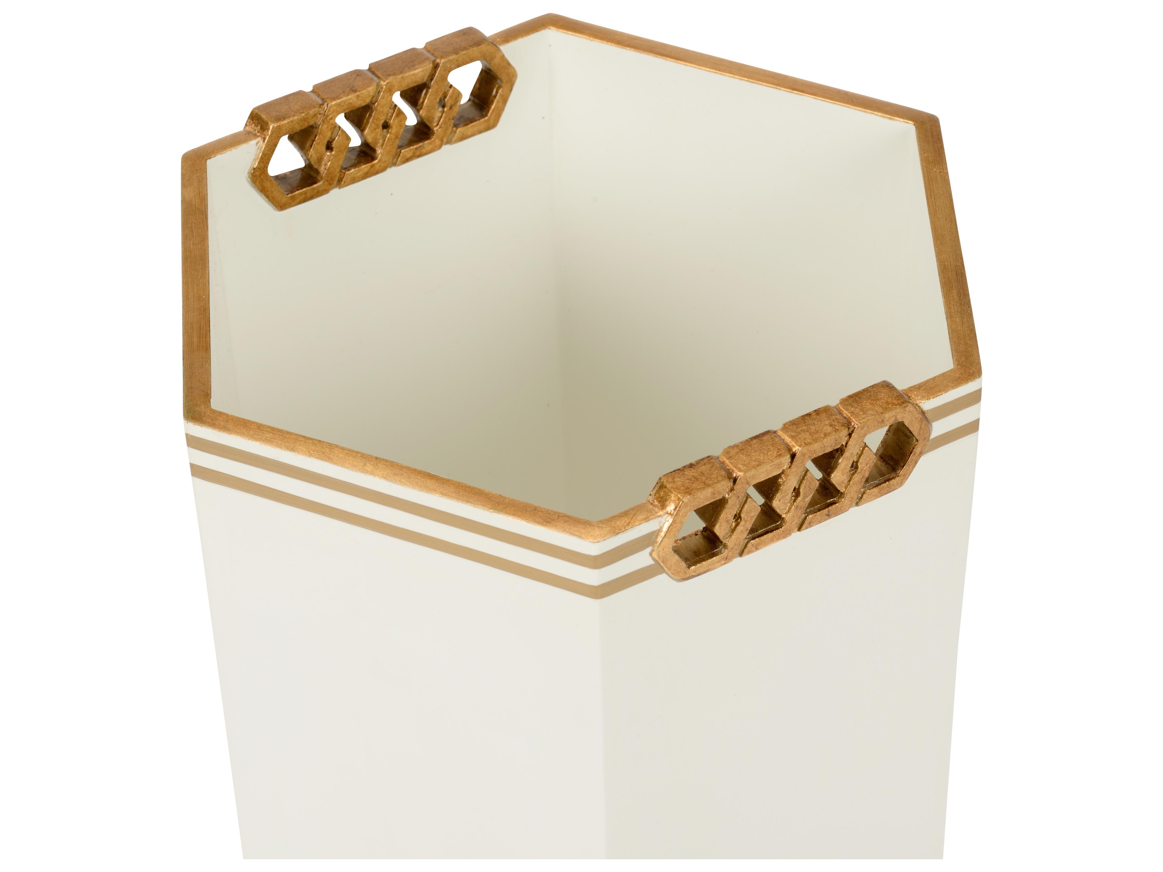 Chelsea House Shayla Copas Oliver Wastebasket - White/Gold