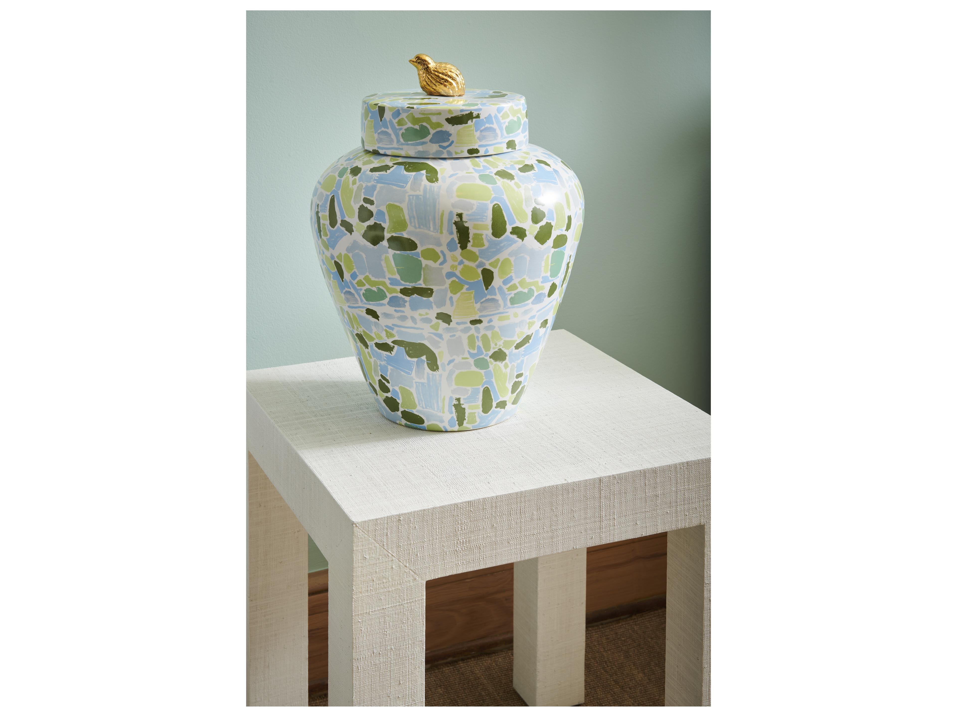 Chelsea House Elaine Burge Lumberton Jar With Lid - Blue/Green