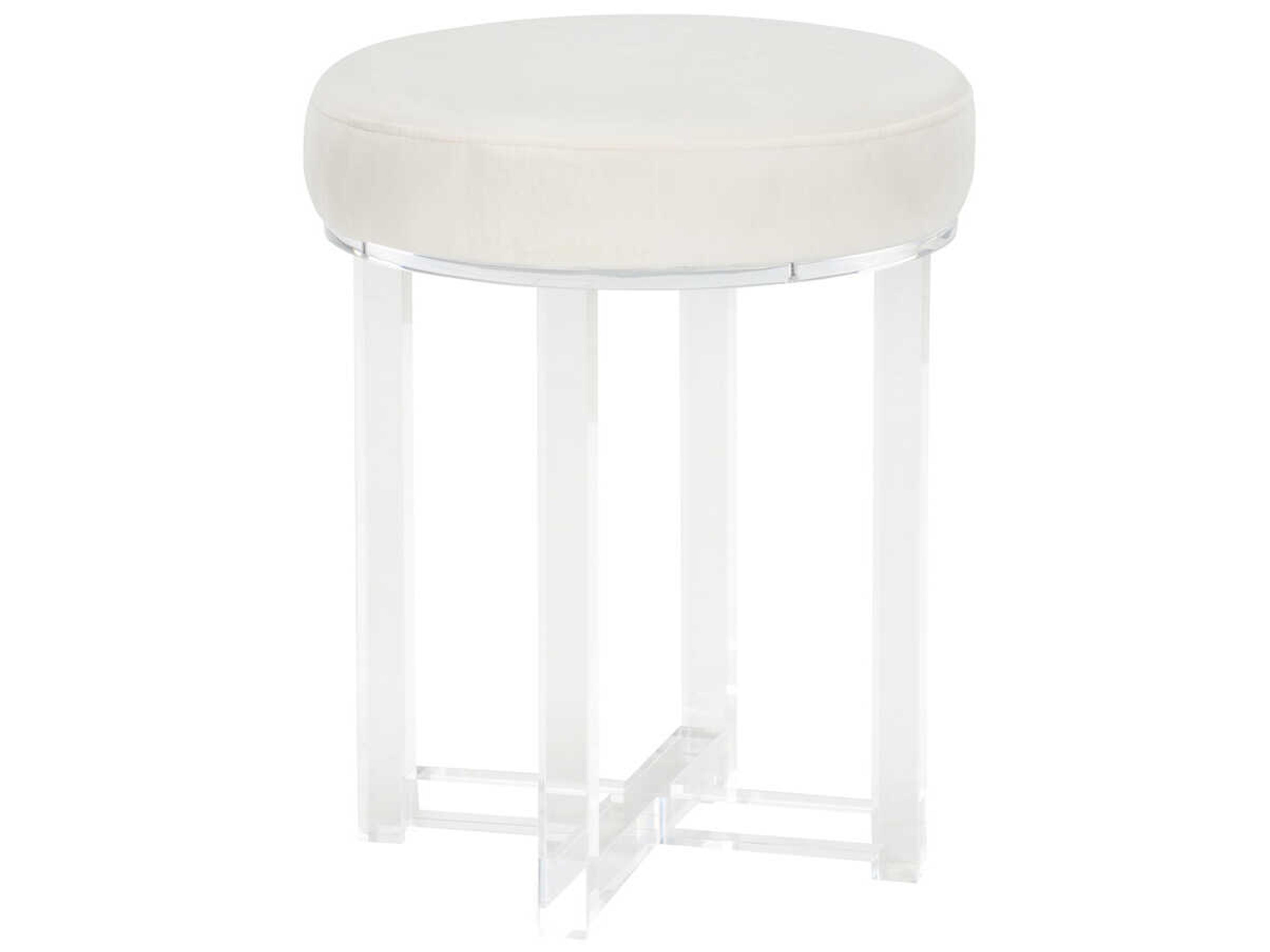 Lucy Acrylic Accent Stool in White Fabric