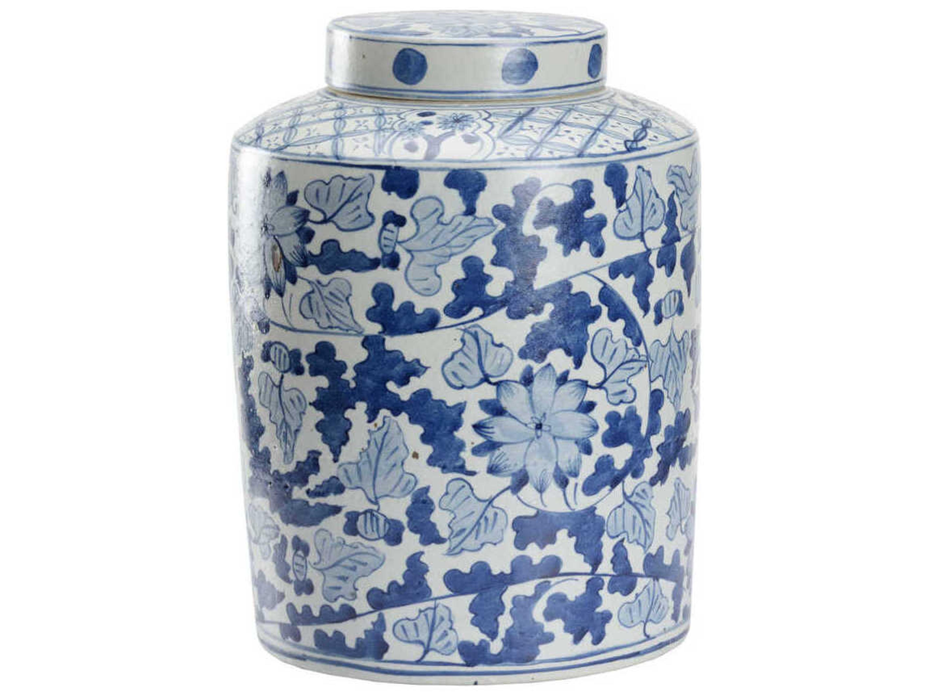 Chelsea House Blue White Song Leaf Ginger Jar