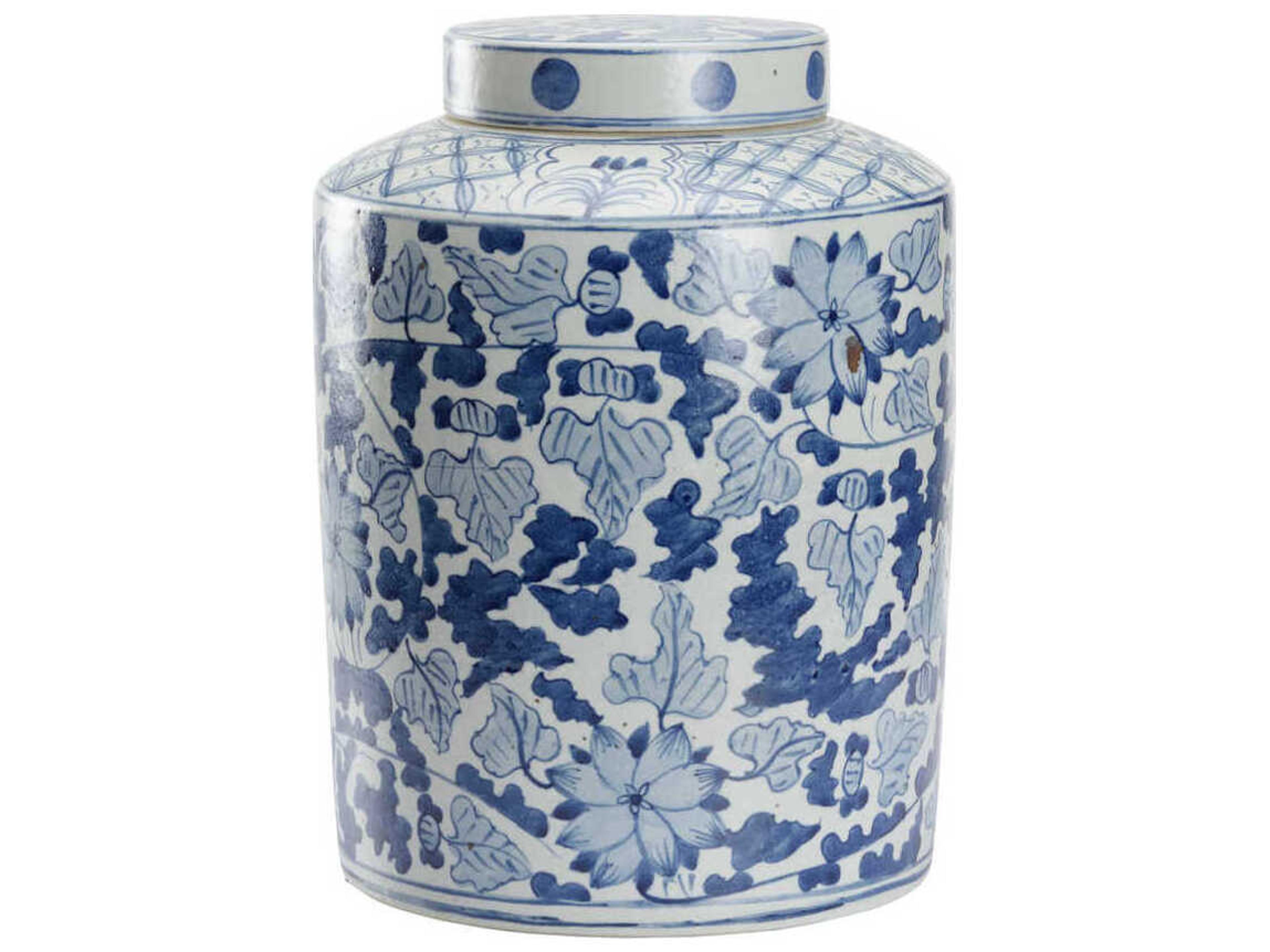 Chelsea House Blue White Song Leaf Ginger Jar