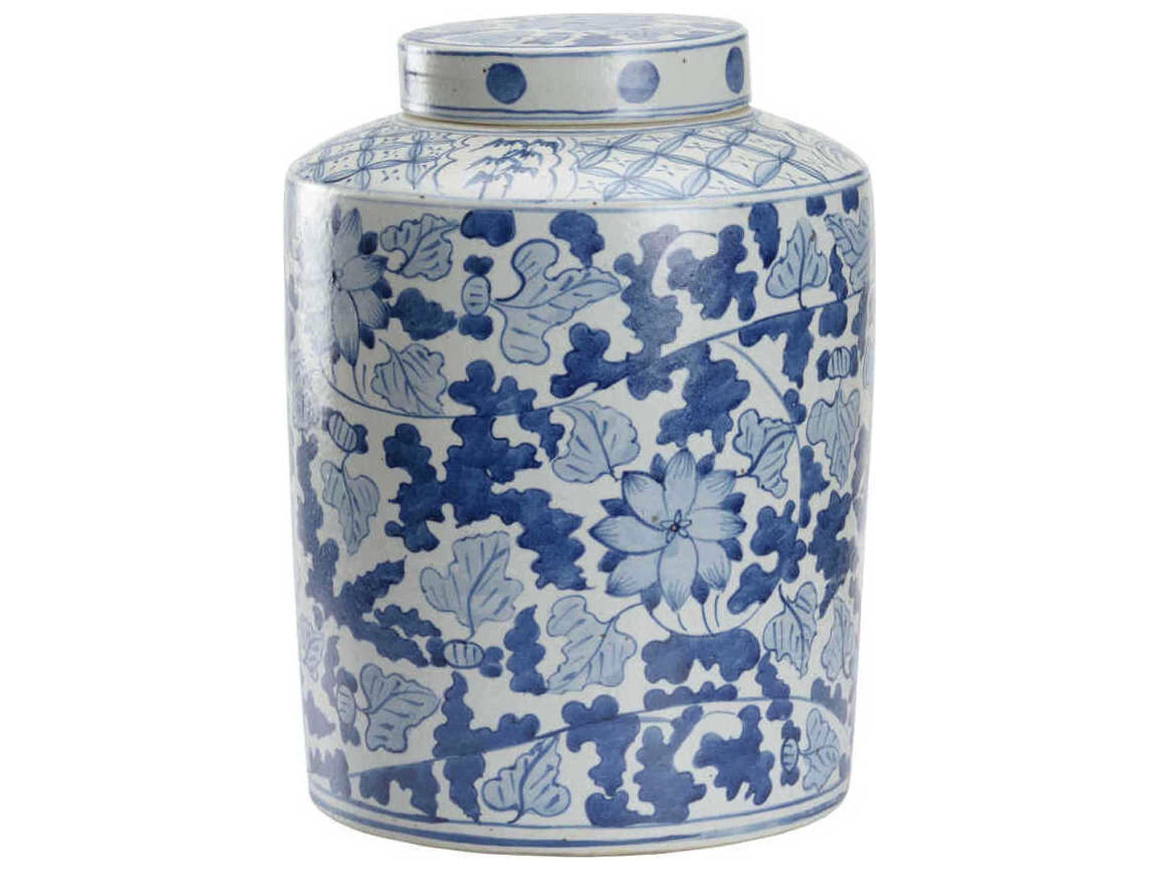 Chelsea House Blue White Song Leaf Ginger Jar