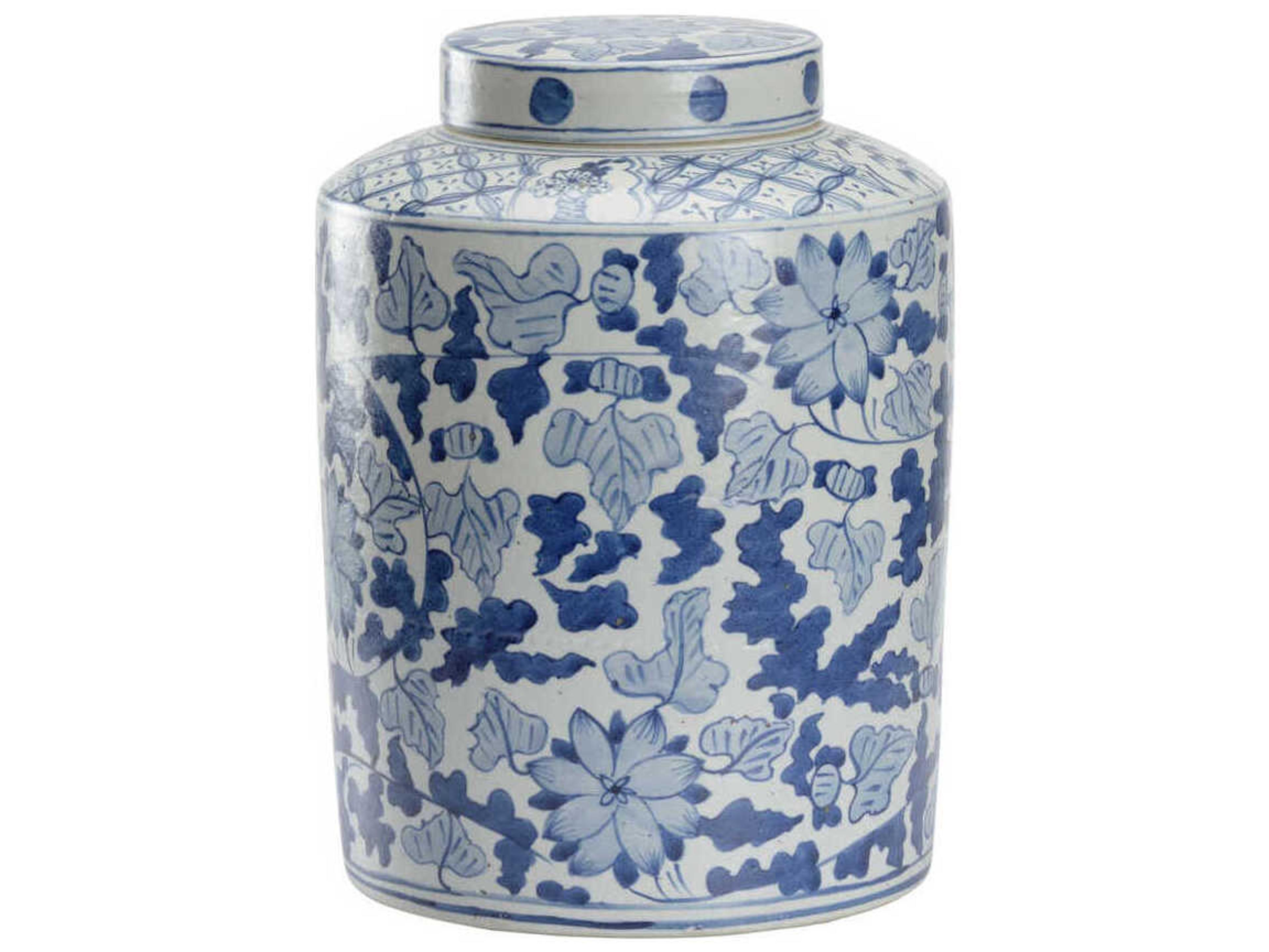 Chelsea House Blue White Song Leaf Ginger Jar