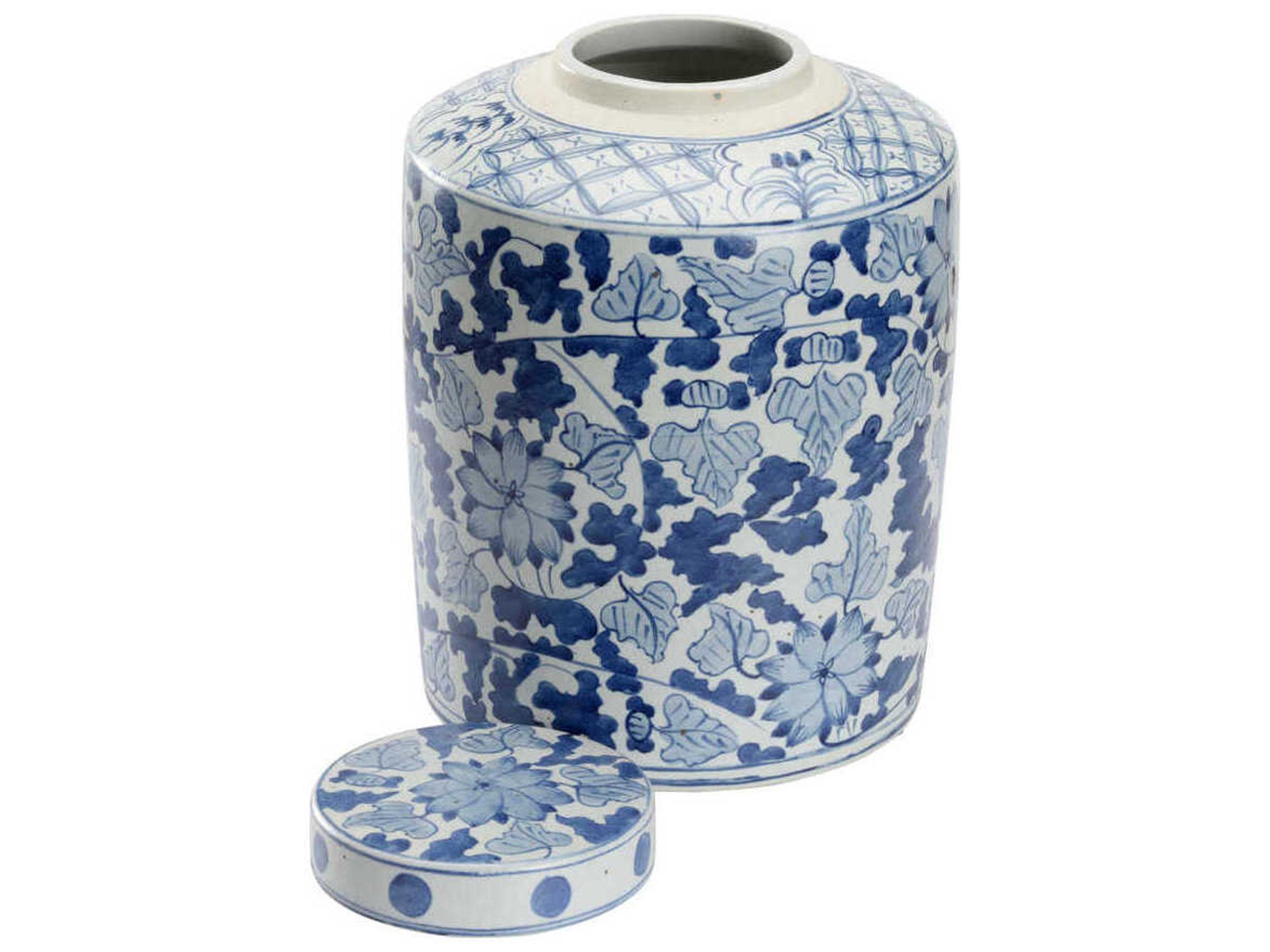 Chelsea House Blue White Song Leaf Ginger Jar