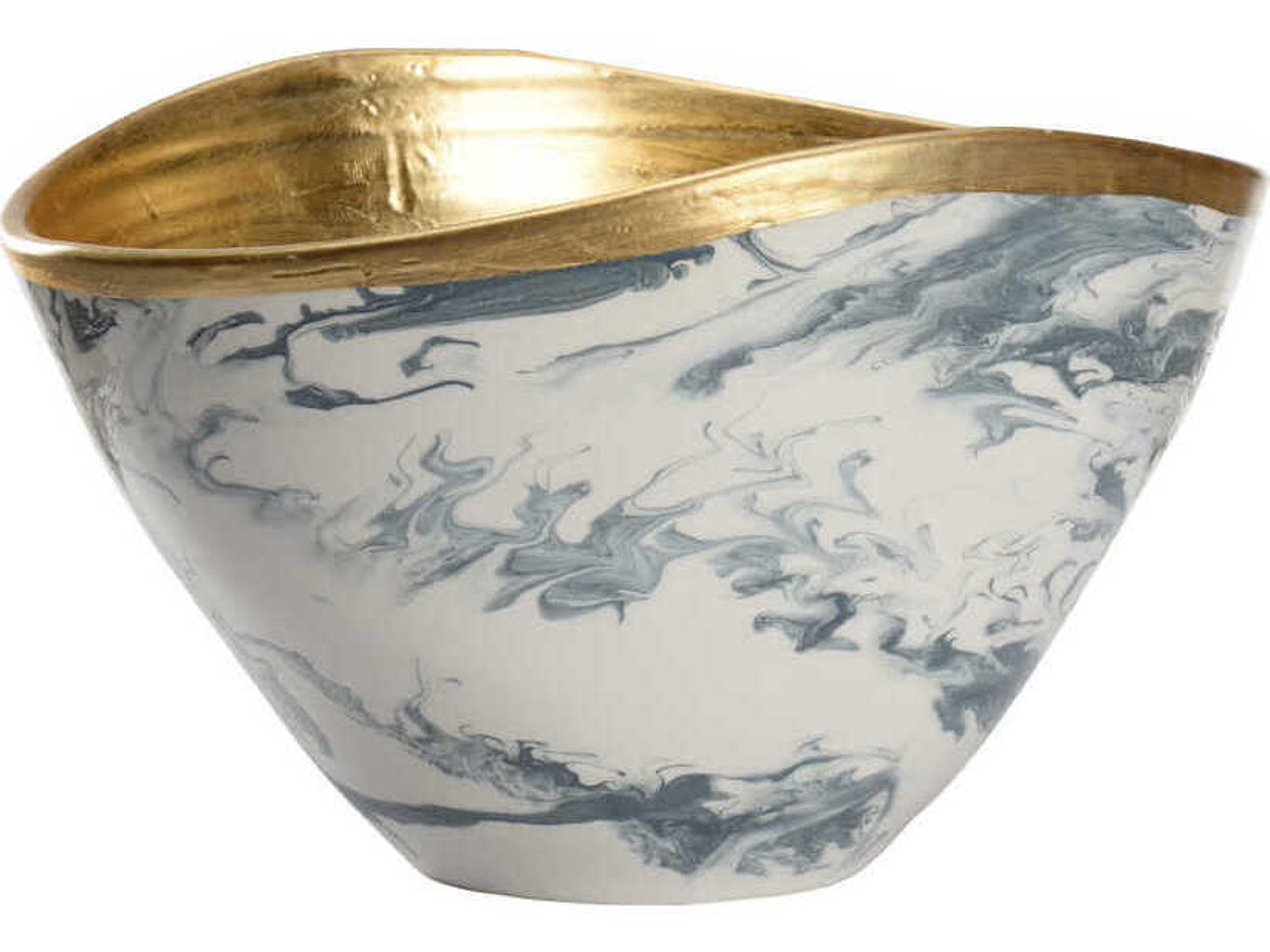 Chelsea House Slate Blue White Marbled Grigio Decorative Bowl