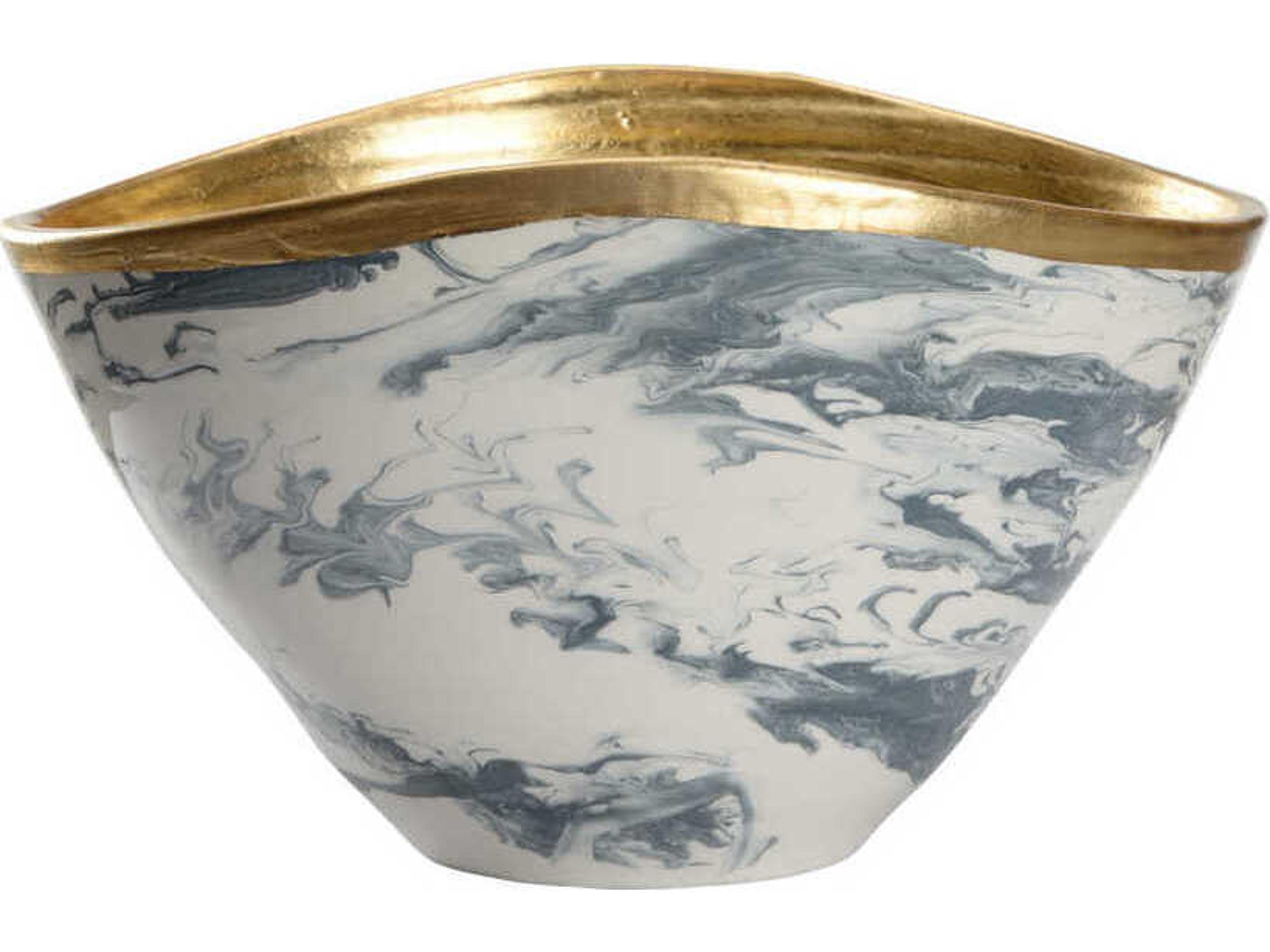 Chelsea House Slate Blue White Marbled Grigio Decorative Bowl