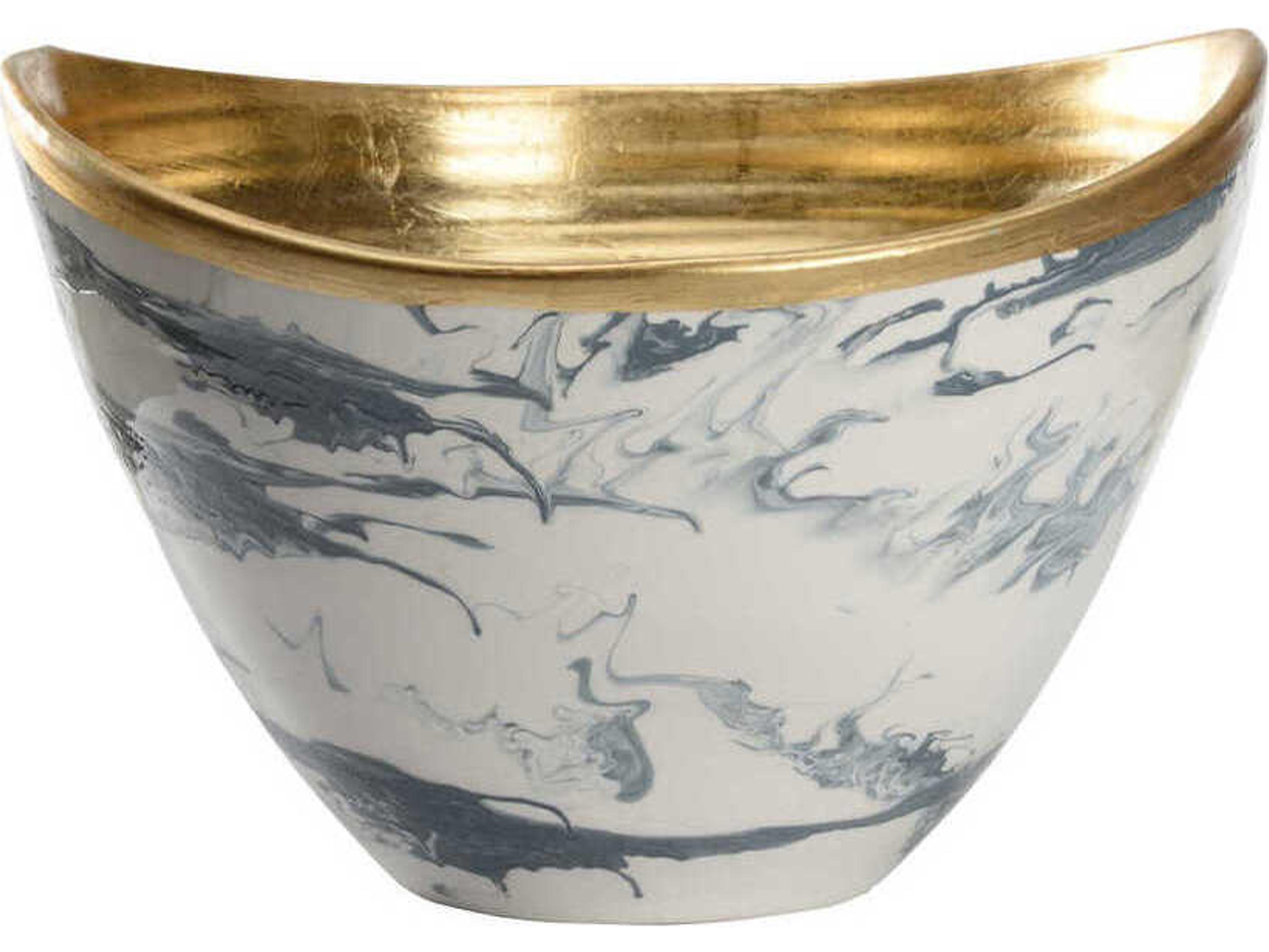 Chelsea House Slate Blue White Marbled Grigio Decorative Bowl