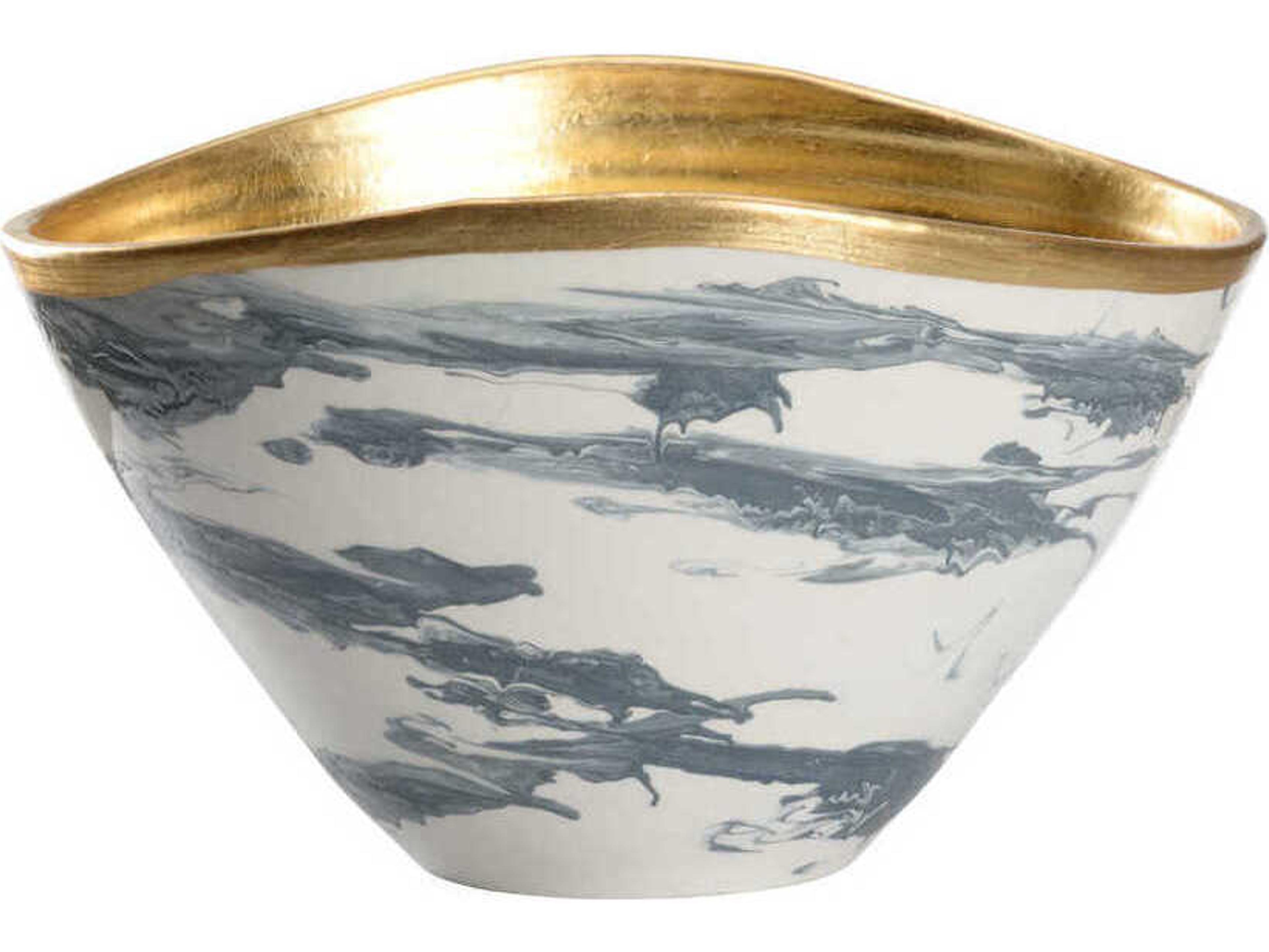 Chelsea House Slate Blue White Marbled Grigio Decorative Bowl