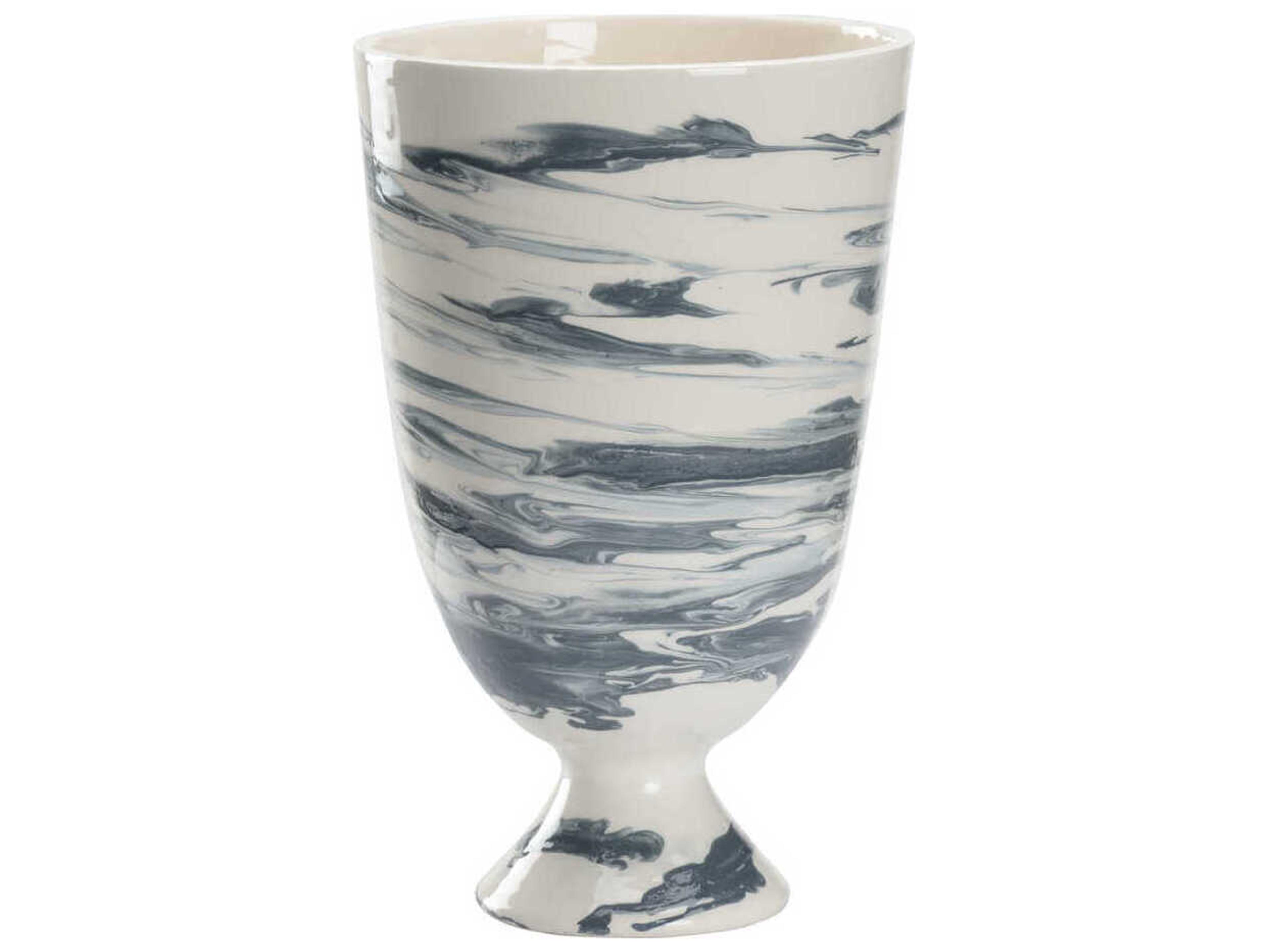 Chelsea House Slate Blue White Marbled Grigio Footed Vase