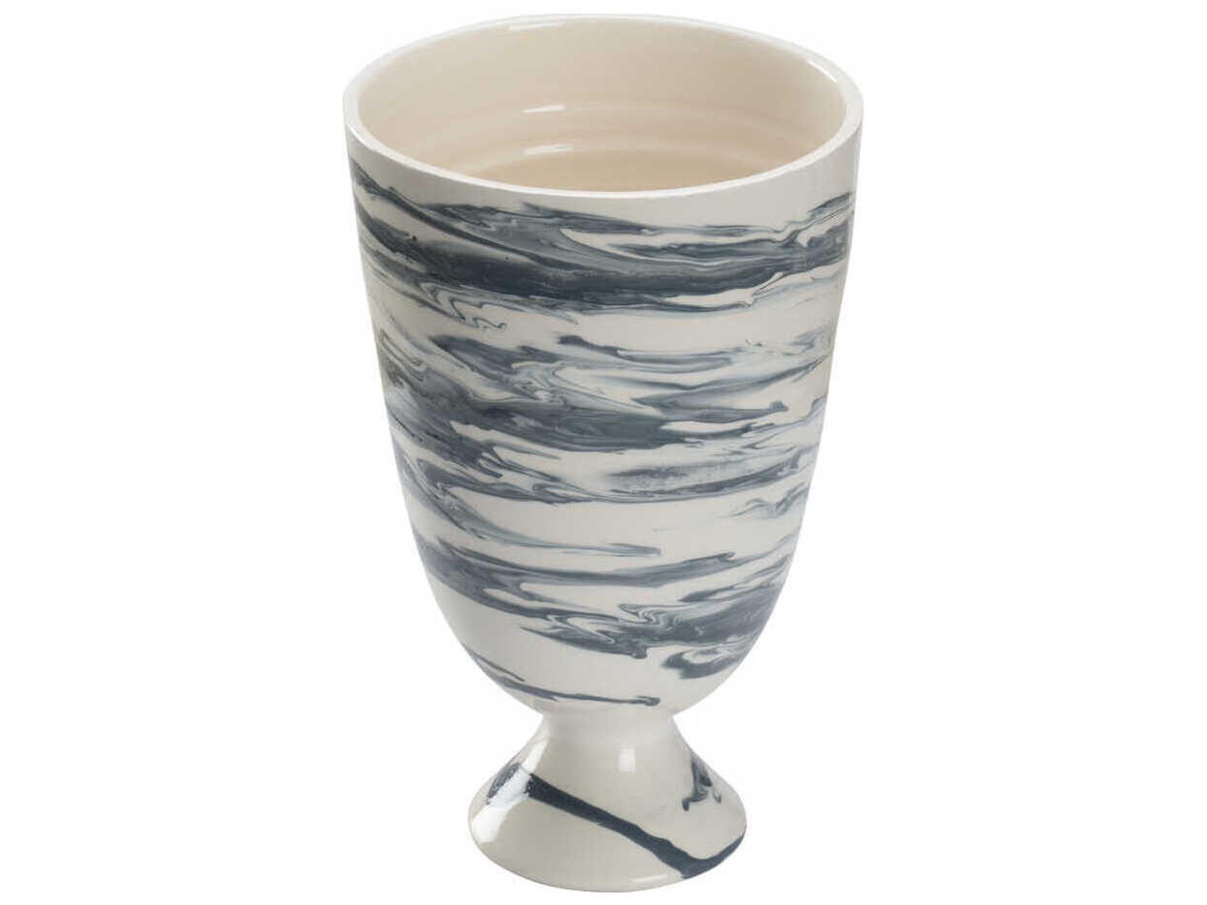 Chelsea House Slate Blue White Marbled Grigio Footed Vase
