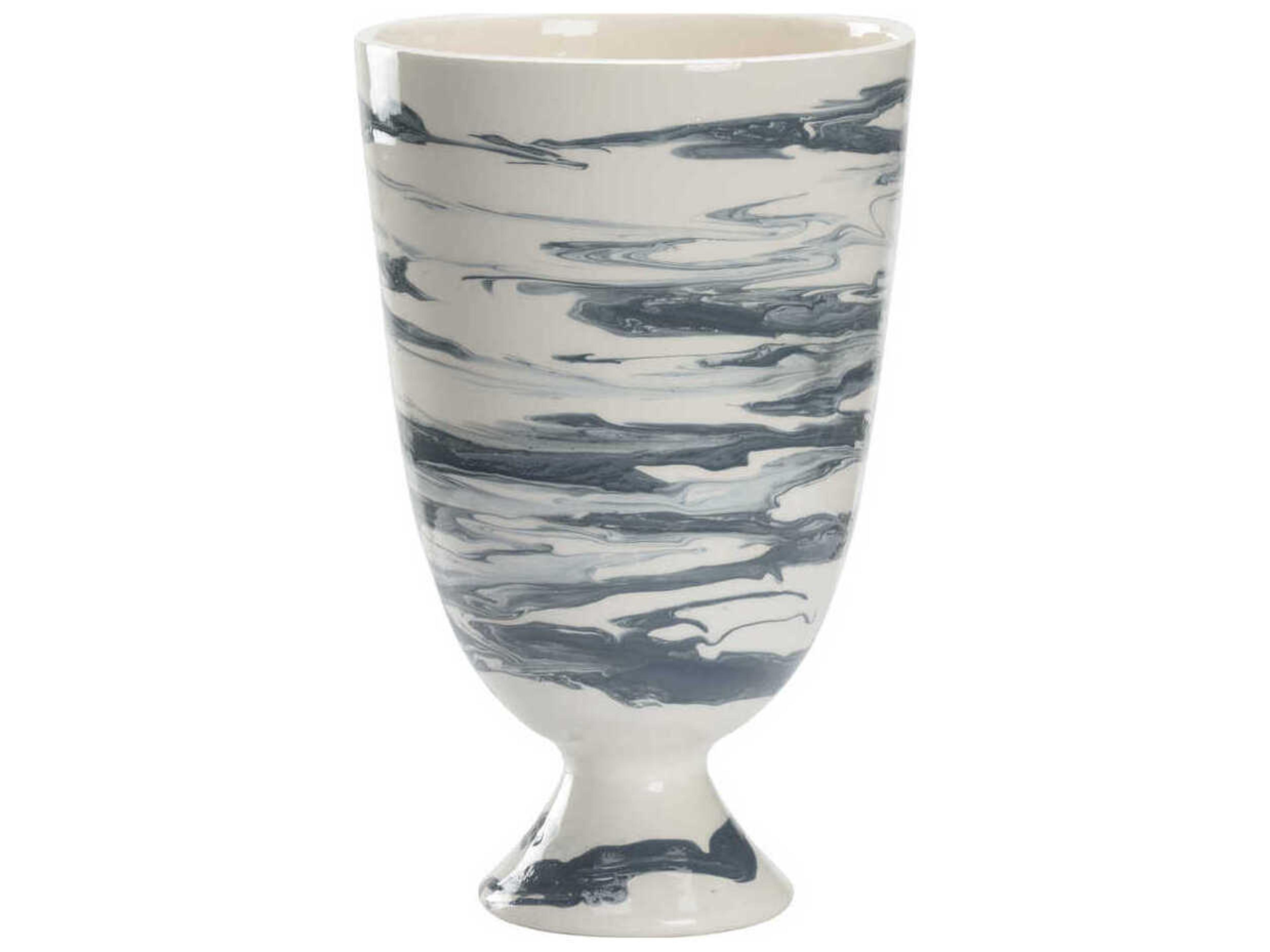 Chelsea House Slate Blue White Marbled Grigio Footed Vase