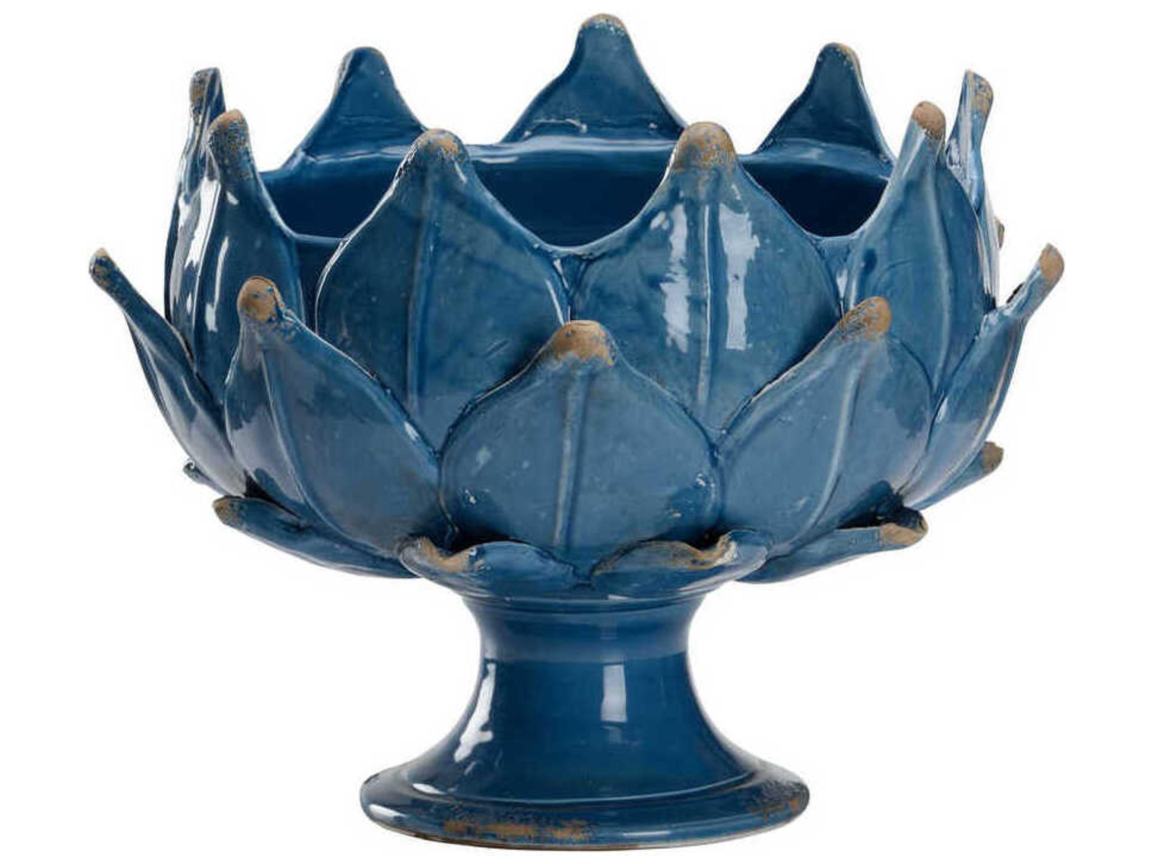 Glossy Blue Leaf Vase
