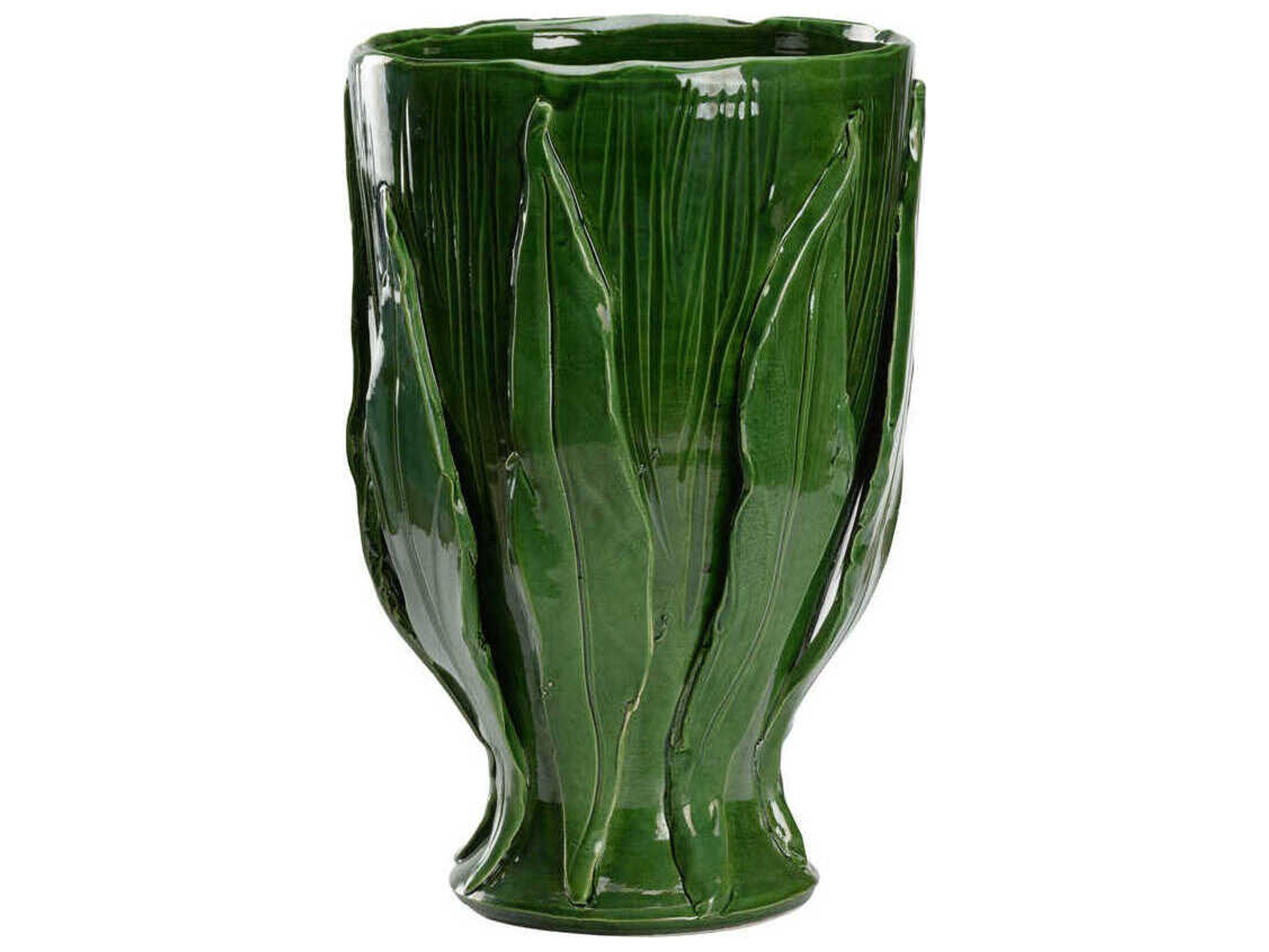 Glossy Green Umbria Footed Vase