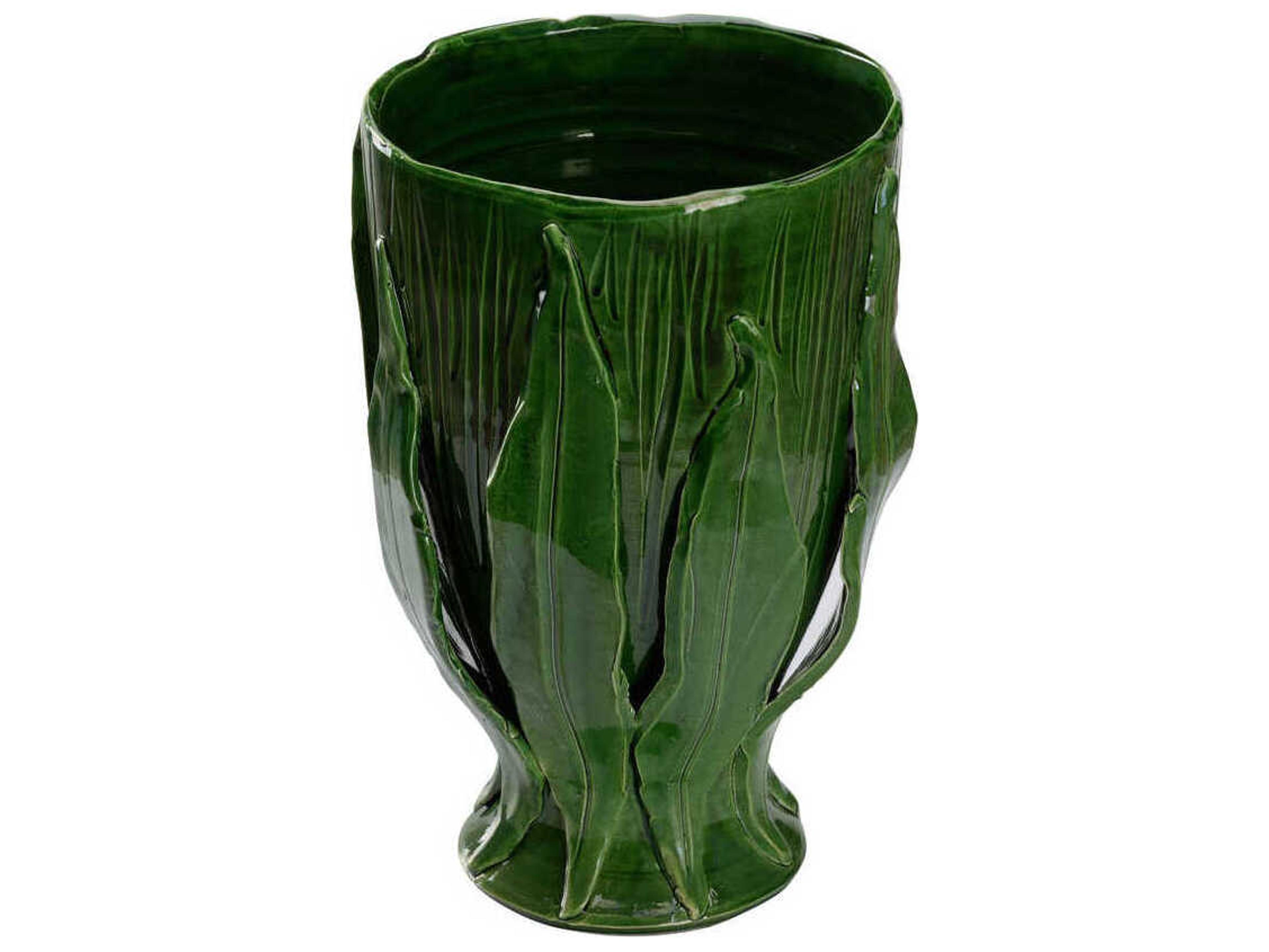 Chelsea House Glossy Green Umbria Footed Vase