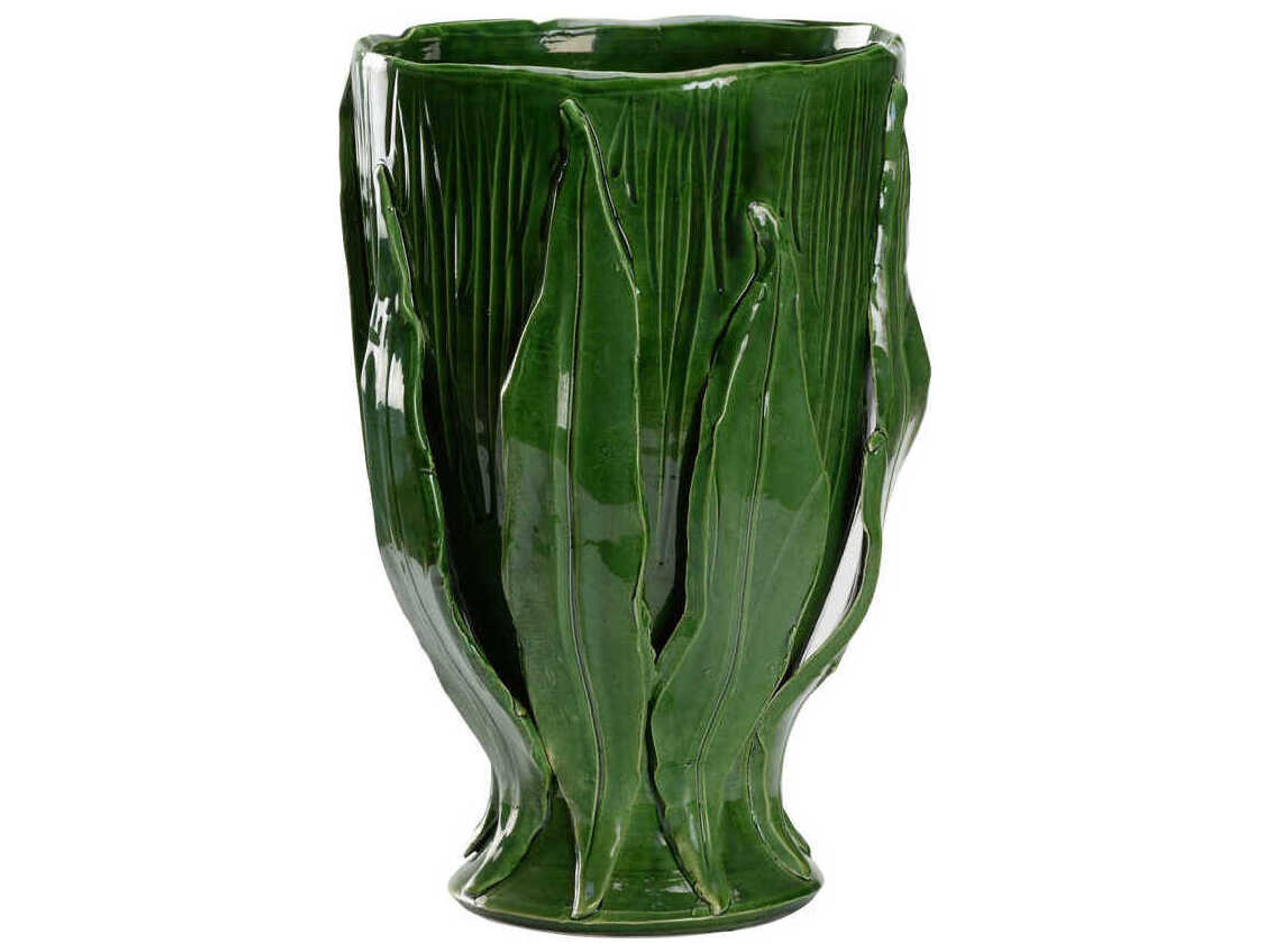 Chelsea House Glossy Green Umbria Footed Vase