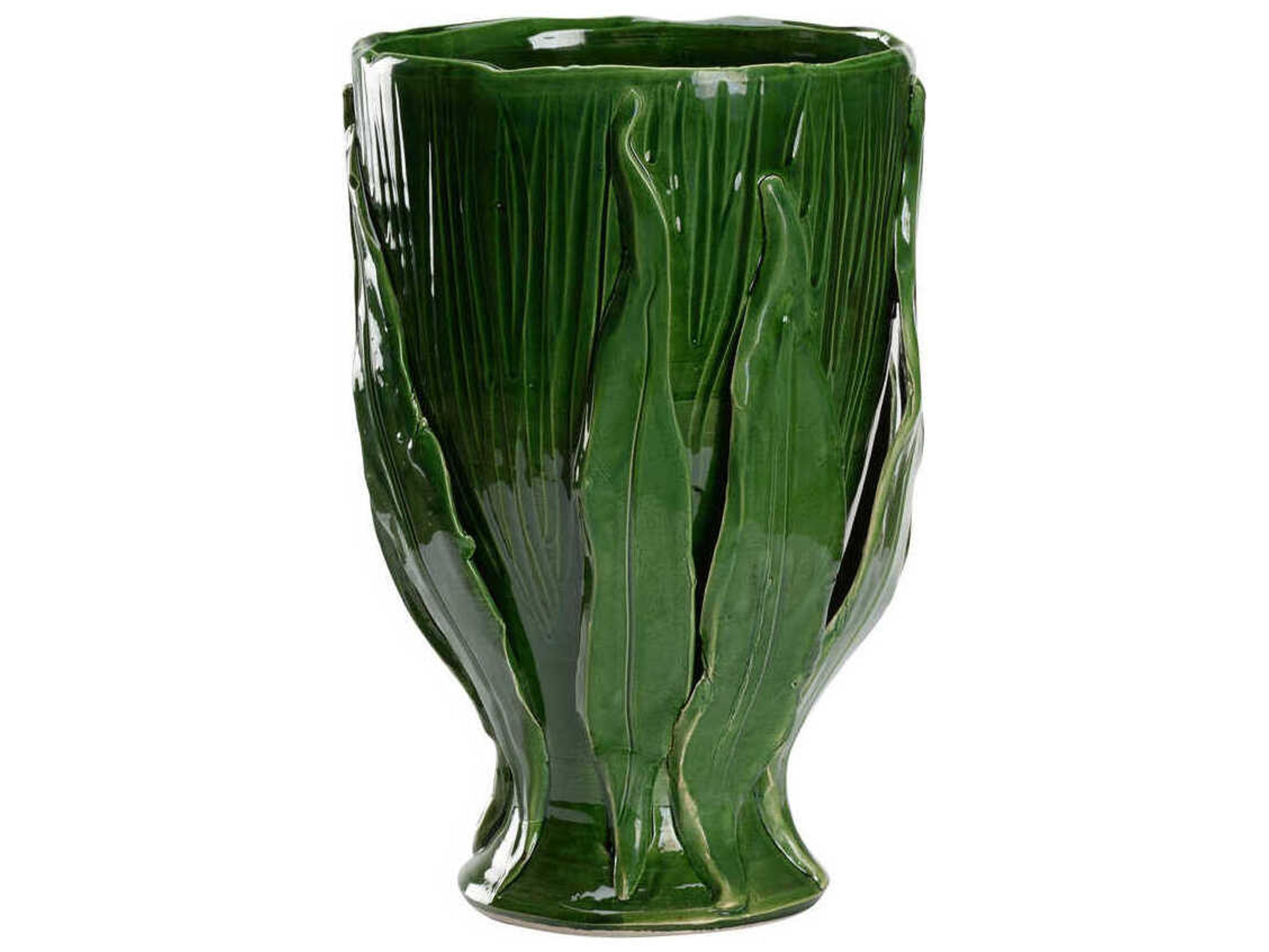 Chelsea House Glossy Green Umbria Footed Vase