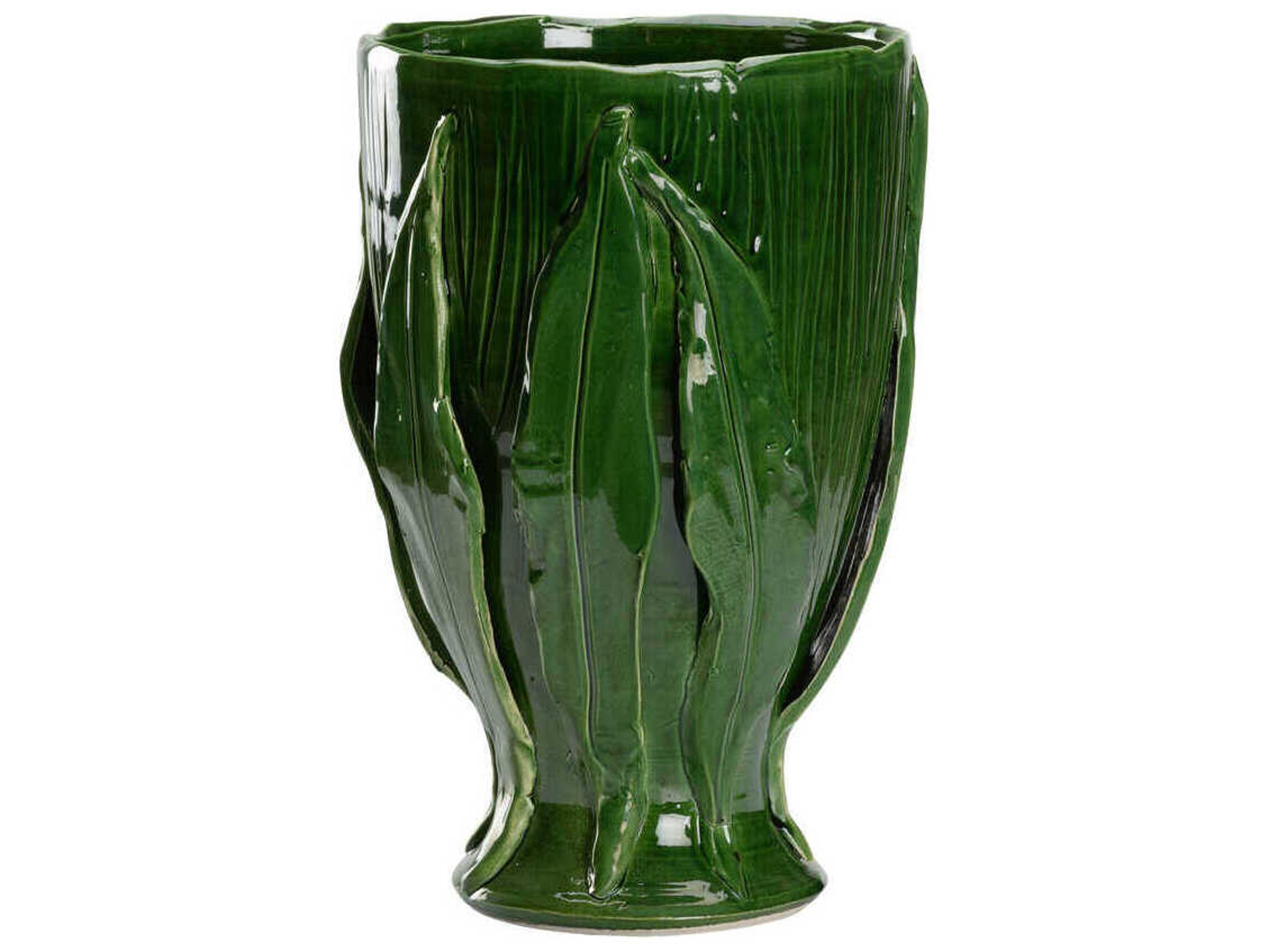 Chelsea House Glossy Green Umbria Footed Vase