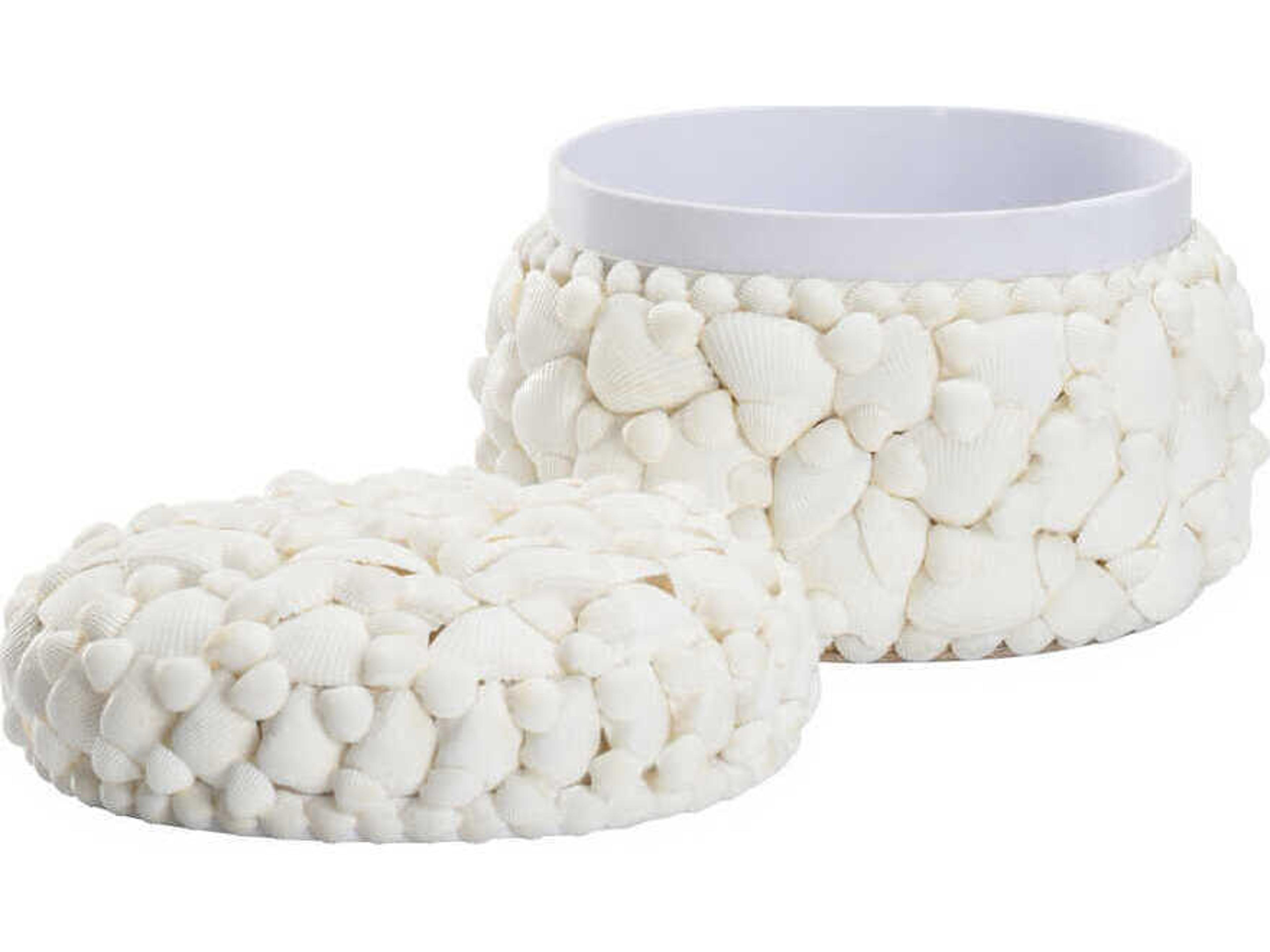 Chelsea House White Gold Leaf Round Shell Box