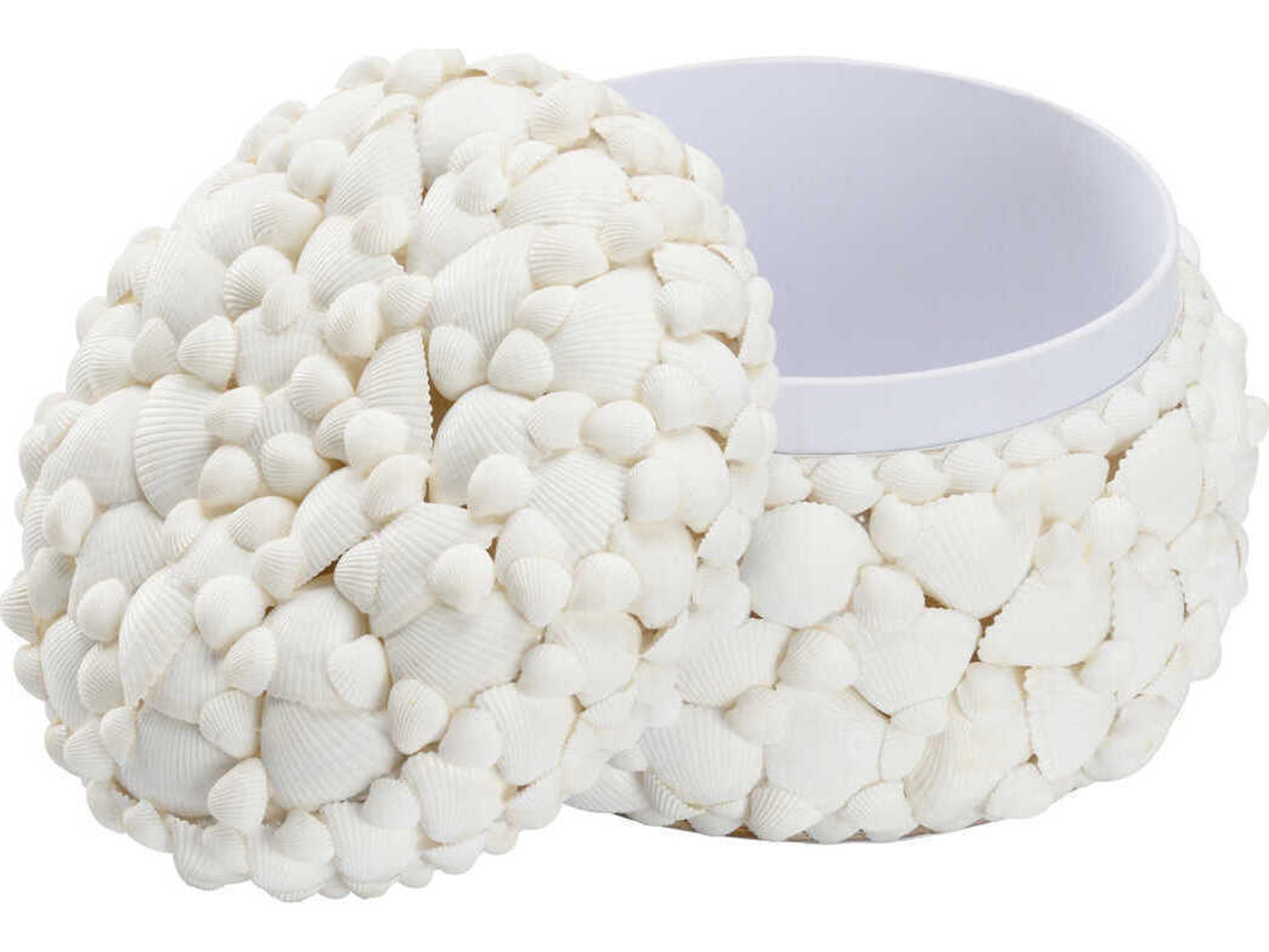 Chelsea House White Gold Leaf Round Shell Box