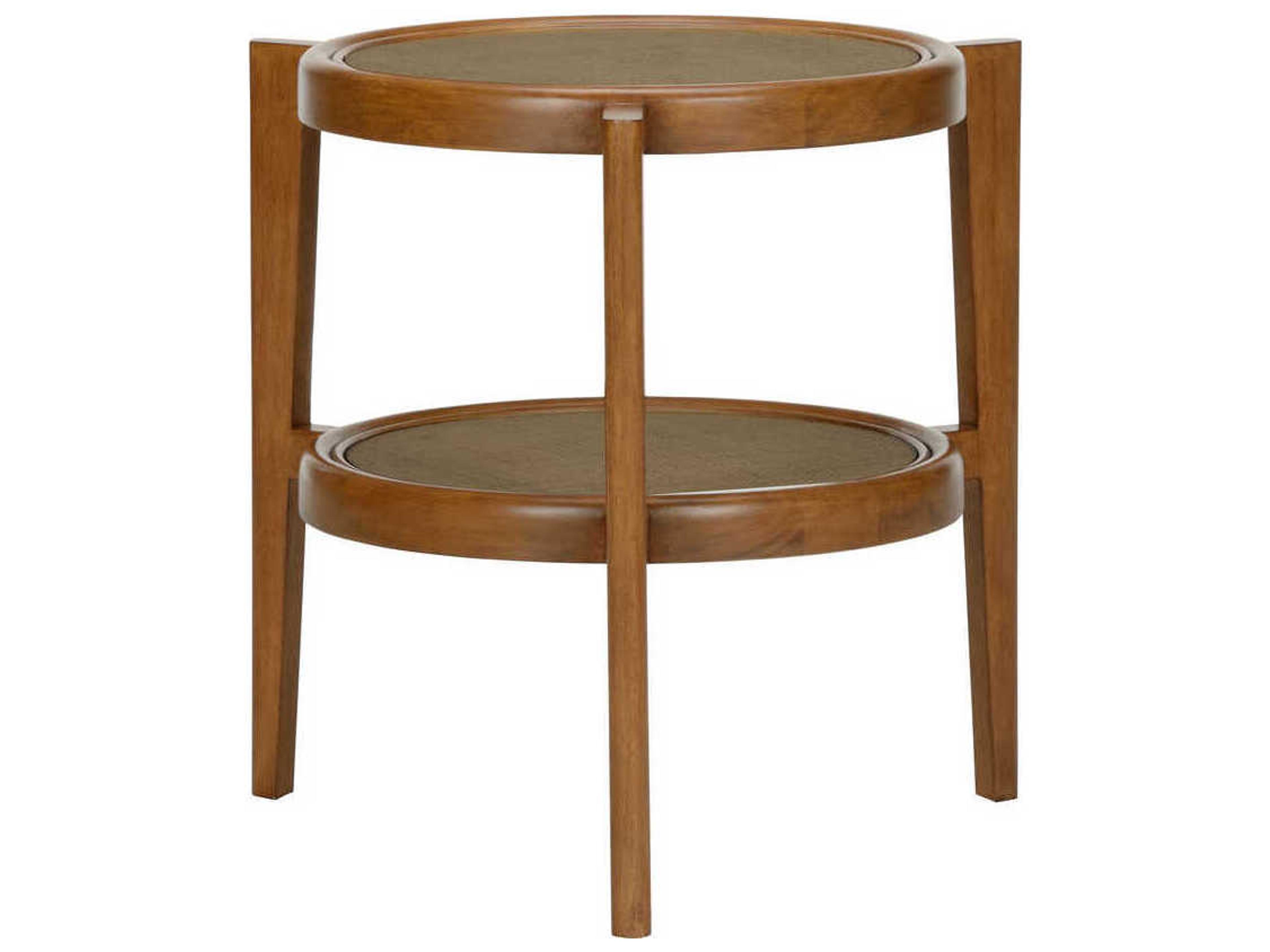Chelsea House Spyglass Round Rattan Oak End Table