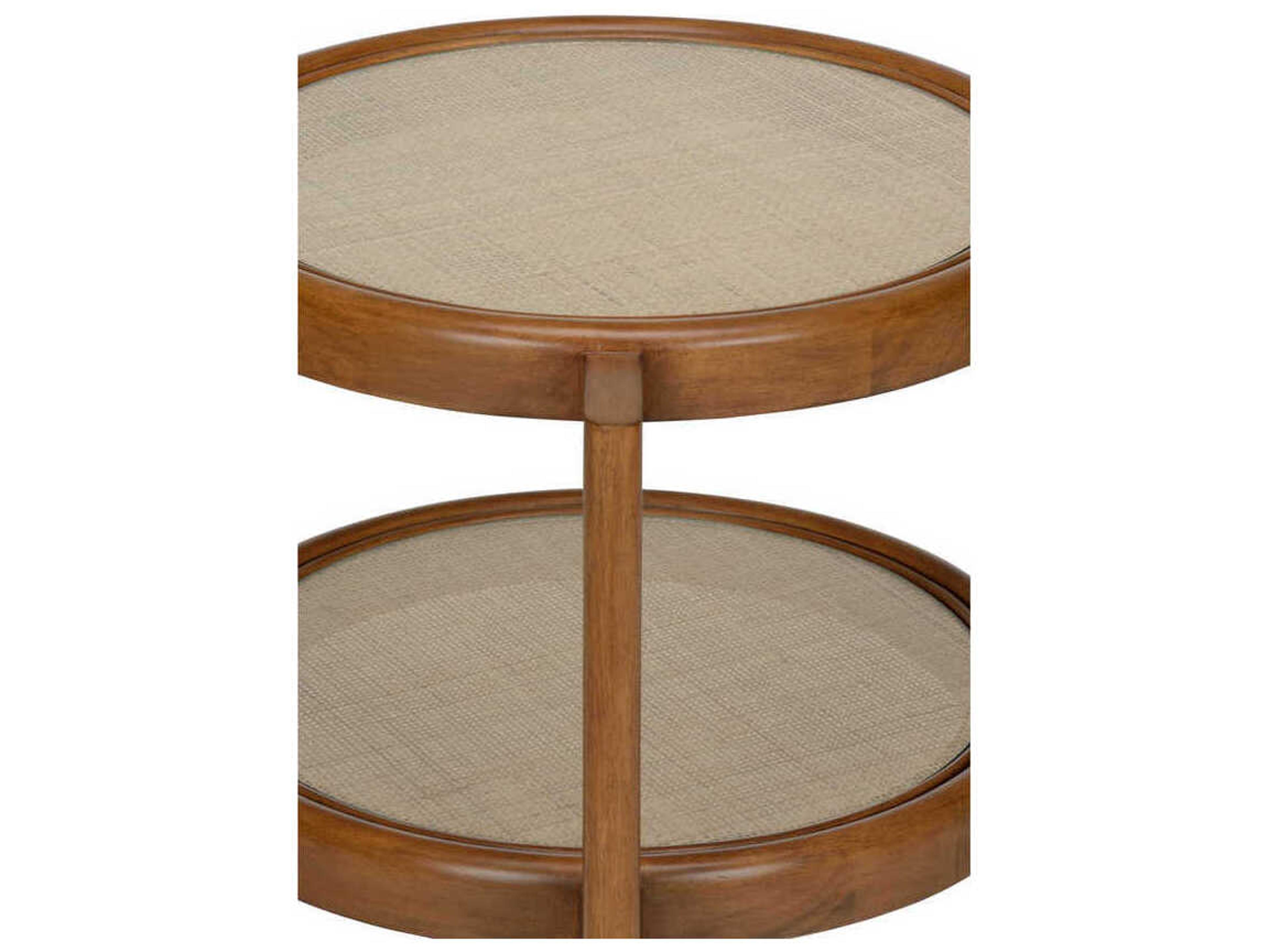 Chelsea House Spyglass Round Rattan Oak End Table