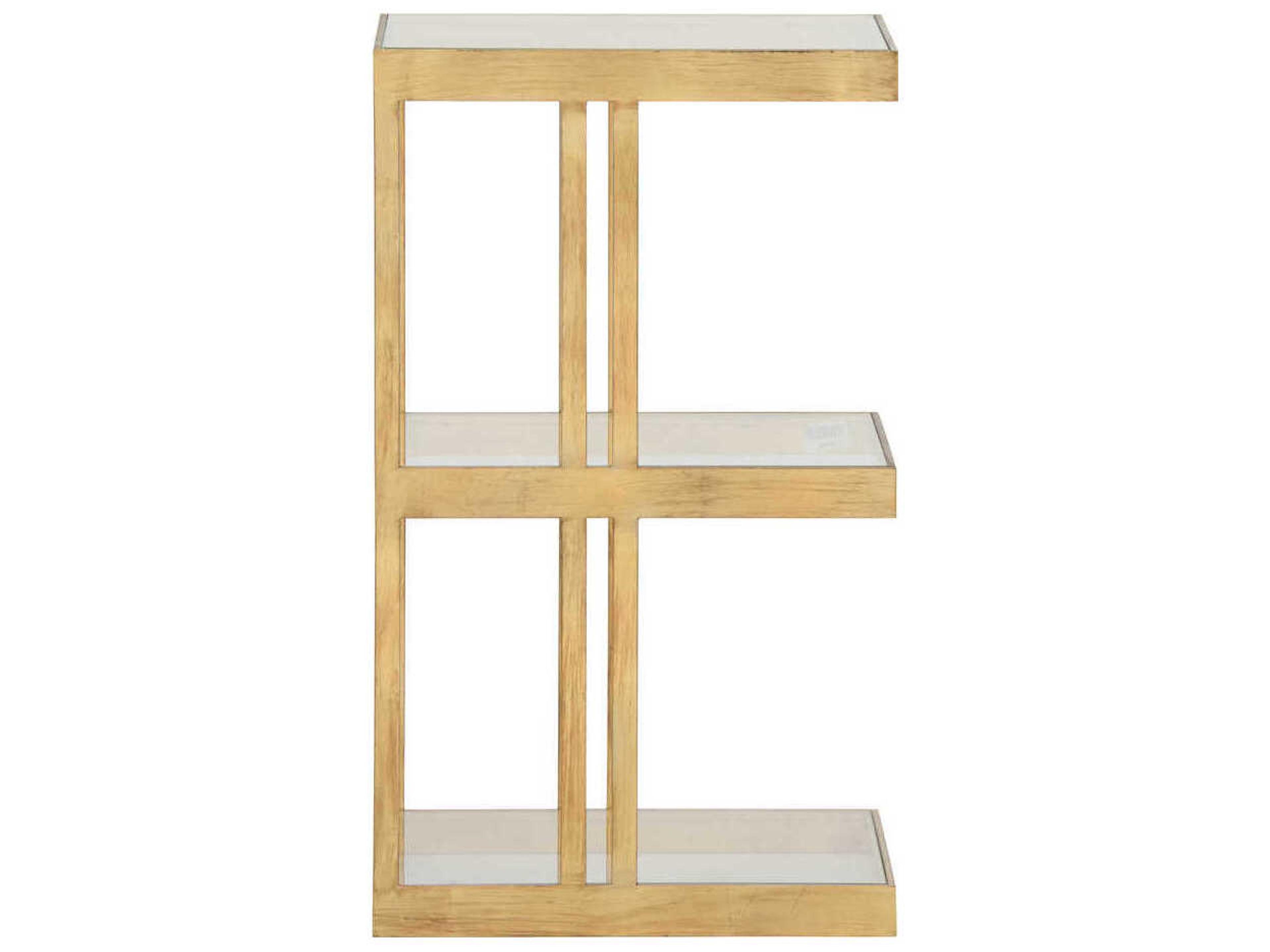 Chelsea House The Drinks Rectangular Glass Gold Leaf End Table