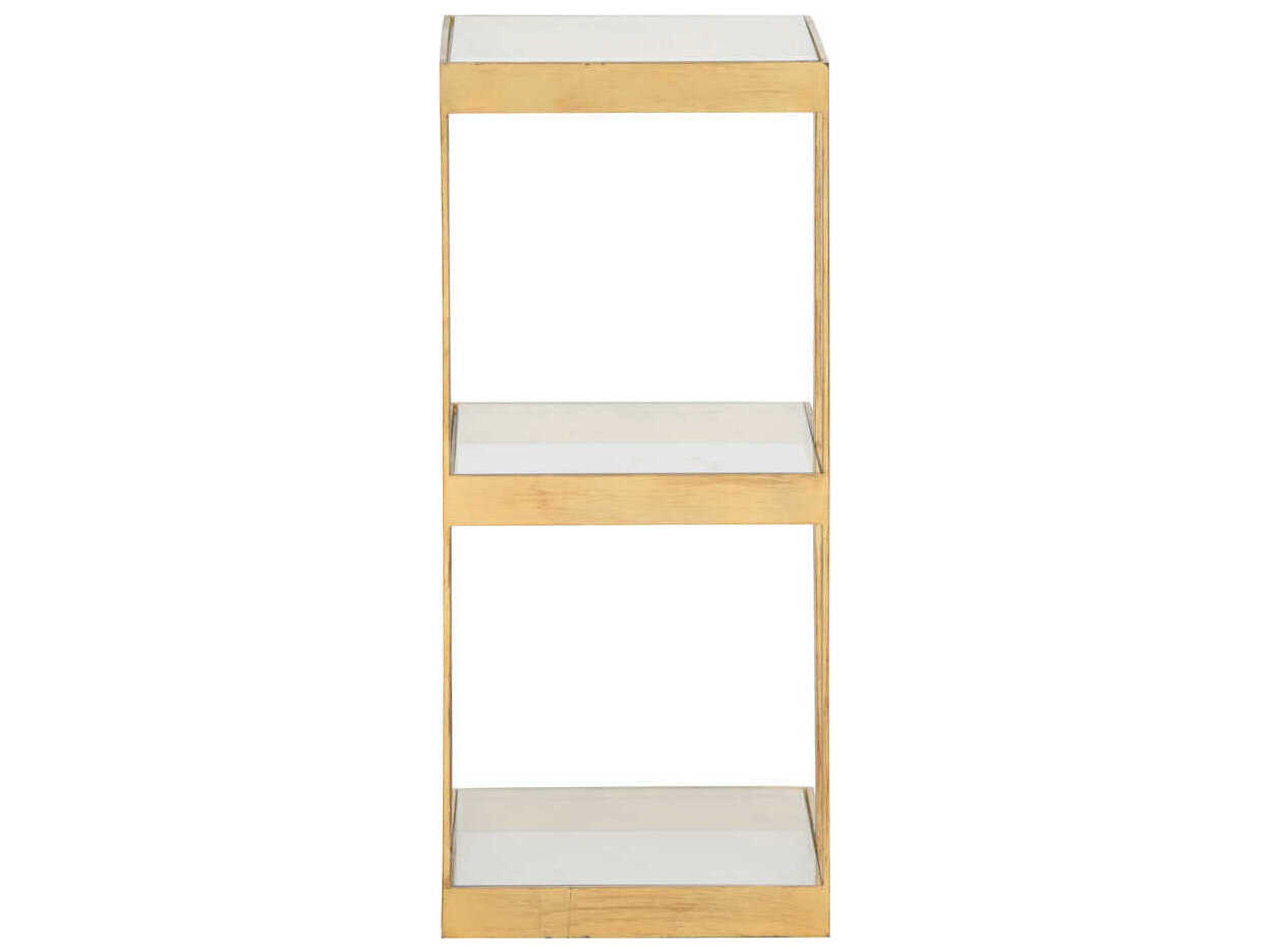 Chelsea House The Drinks Rectangular Glass Gold Leaf End Table