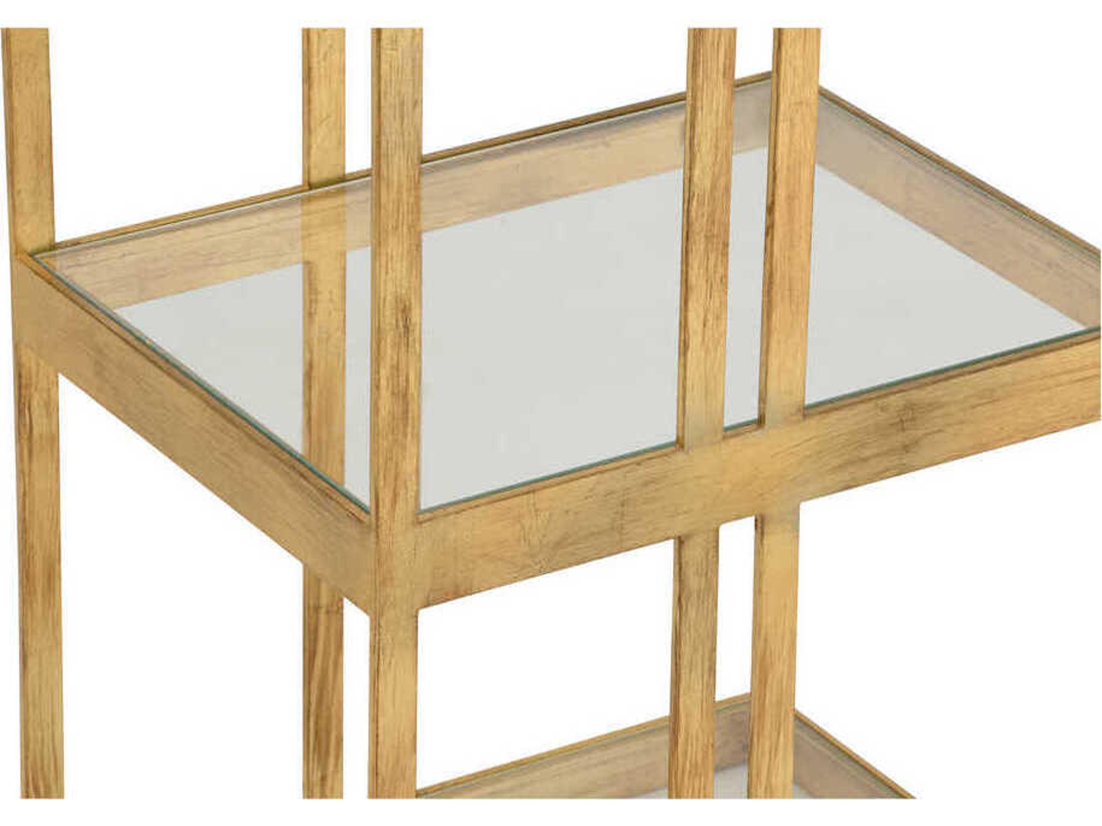 Chelsea House The Drinks Rectangular Glass Gold Leaf End Table