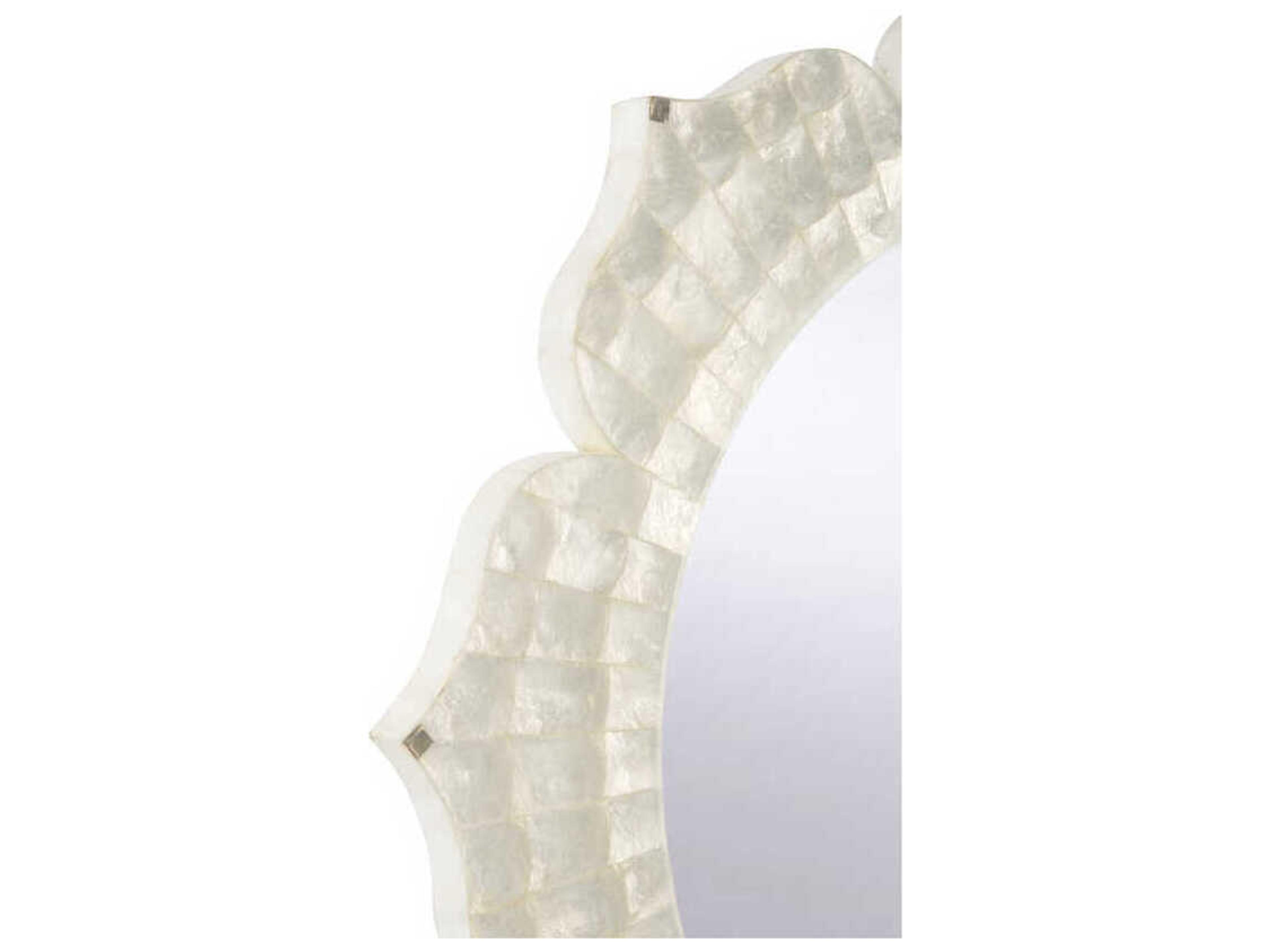 Chelsea House Lotus Flower Natural White Round Wall Mirror