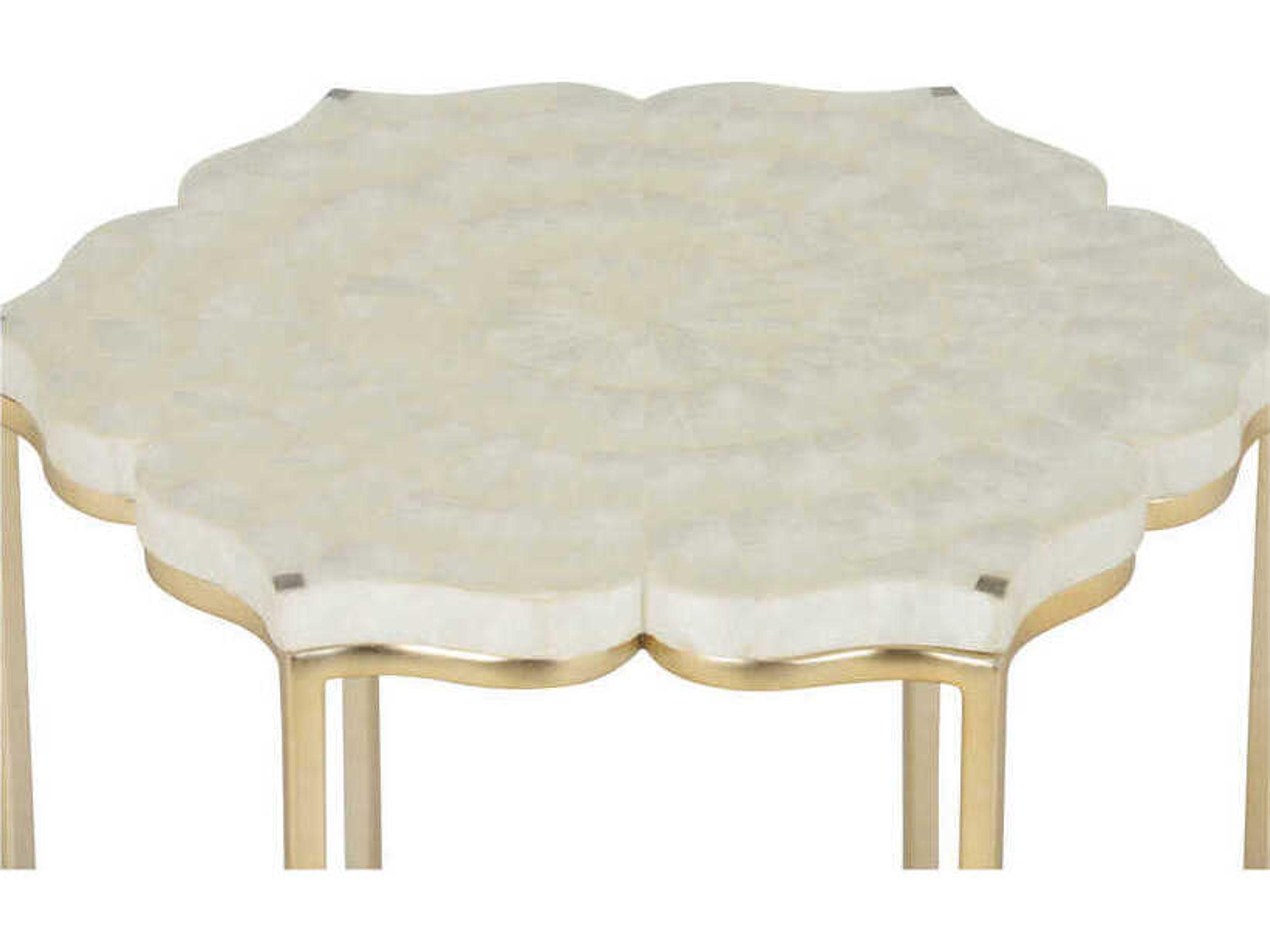 Chelsea House Lotus Flower Round Capiz Gold Natural White End Table