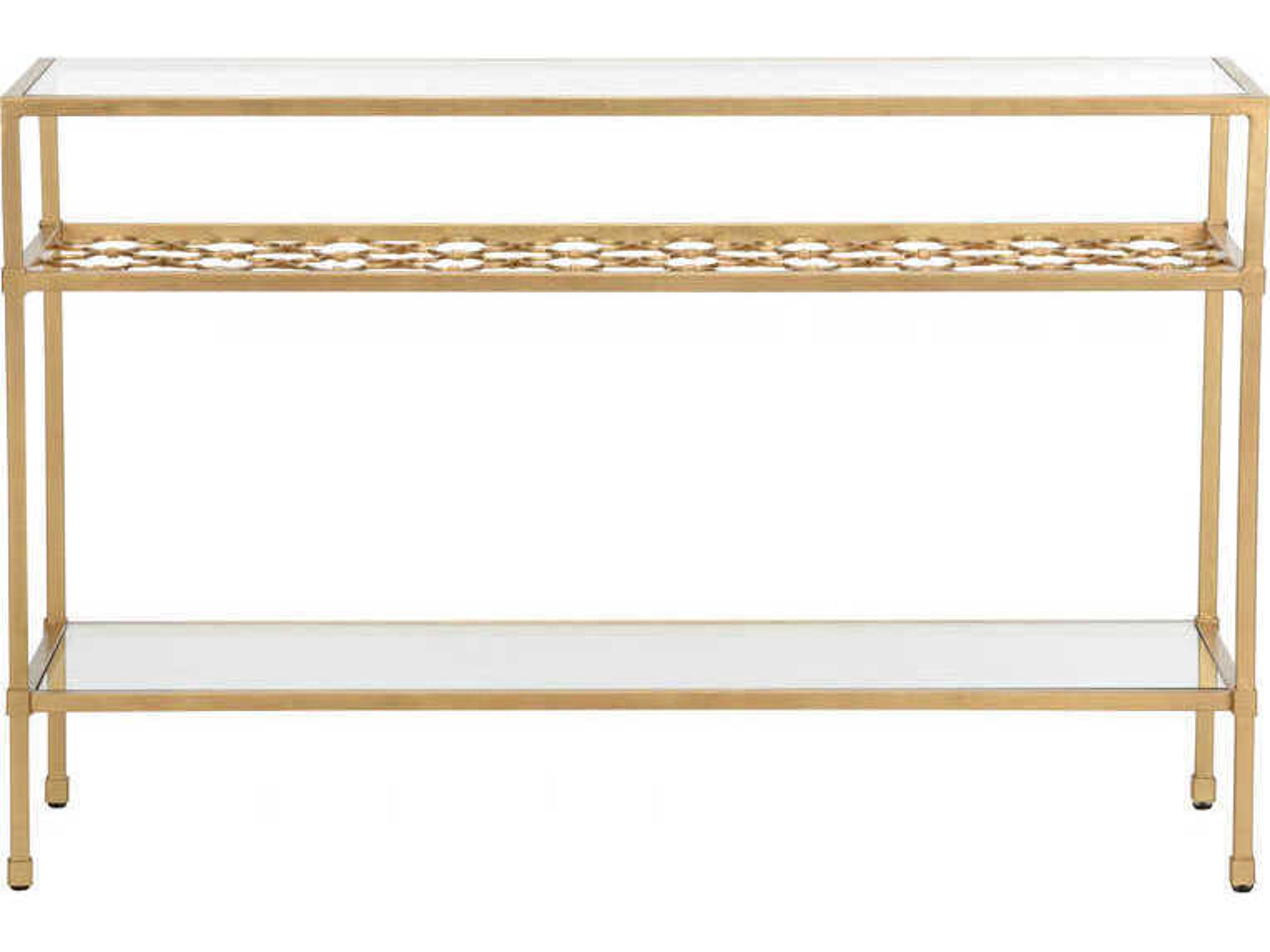 Chelsea House Pacific Coast Rectangular Glass Antique Gold Leaf Console Table