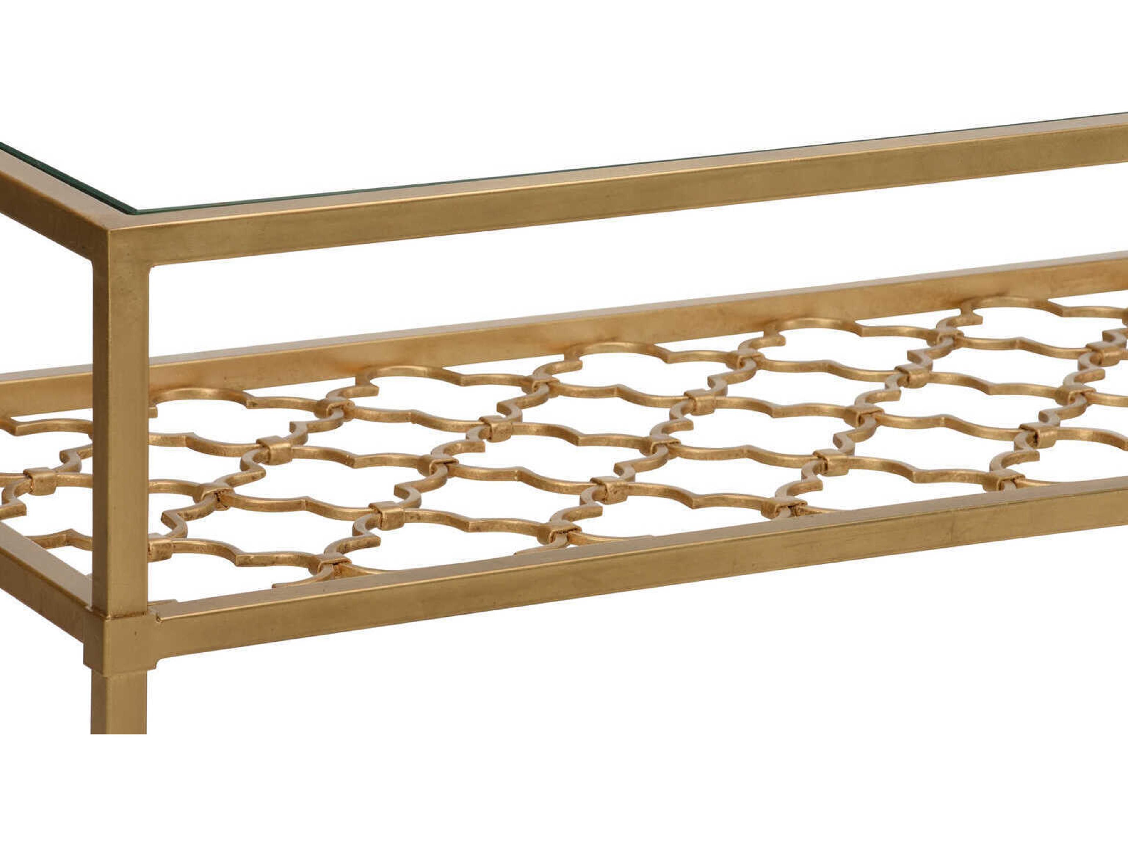 Chelsea House Pacific Coast Rectangular Glass Antique Gold Leaf Console Table