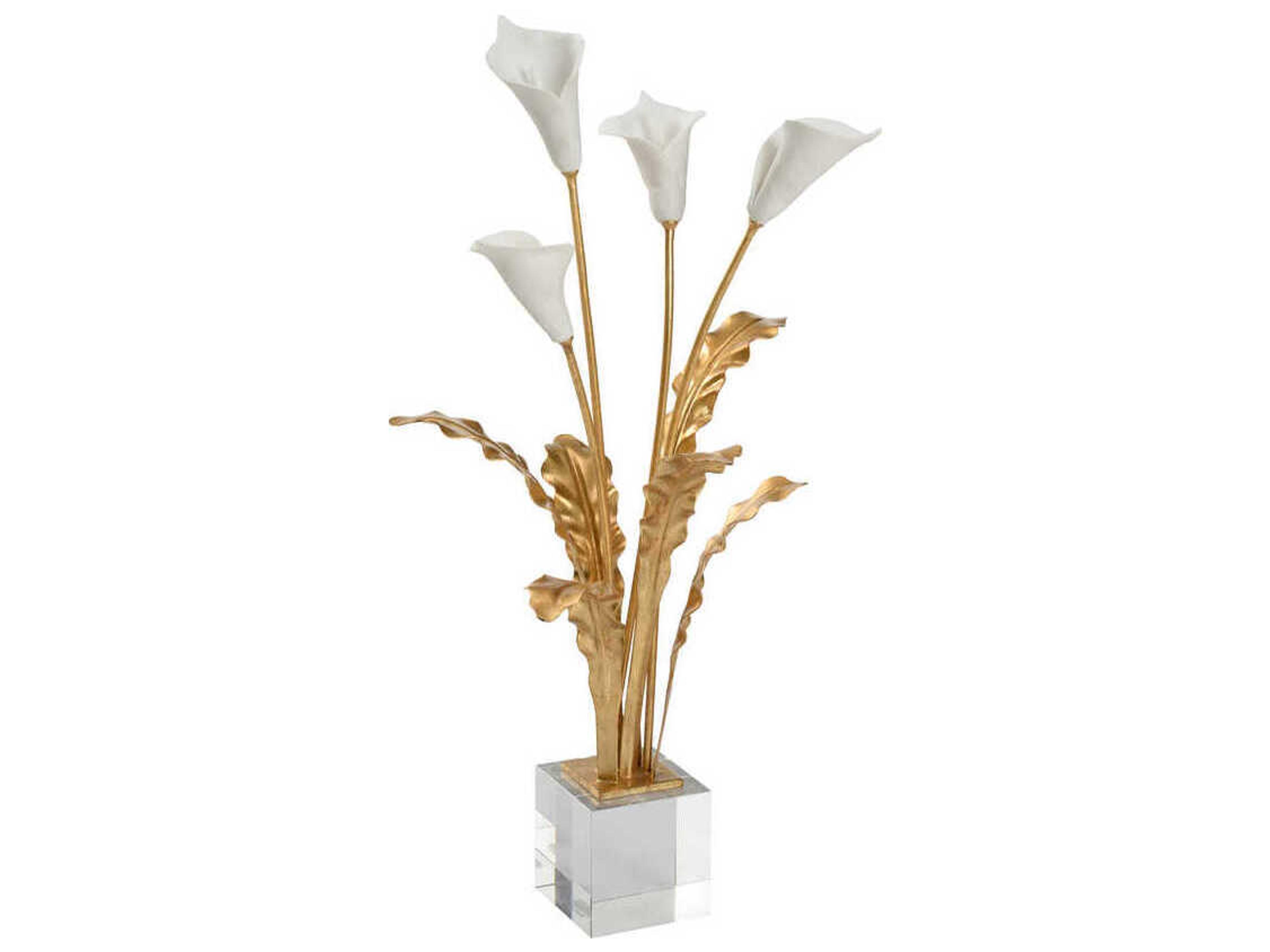 Chelsea House Gold Leaf Matte White Calla Lily Bouquet On Stand